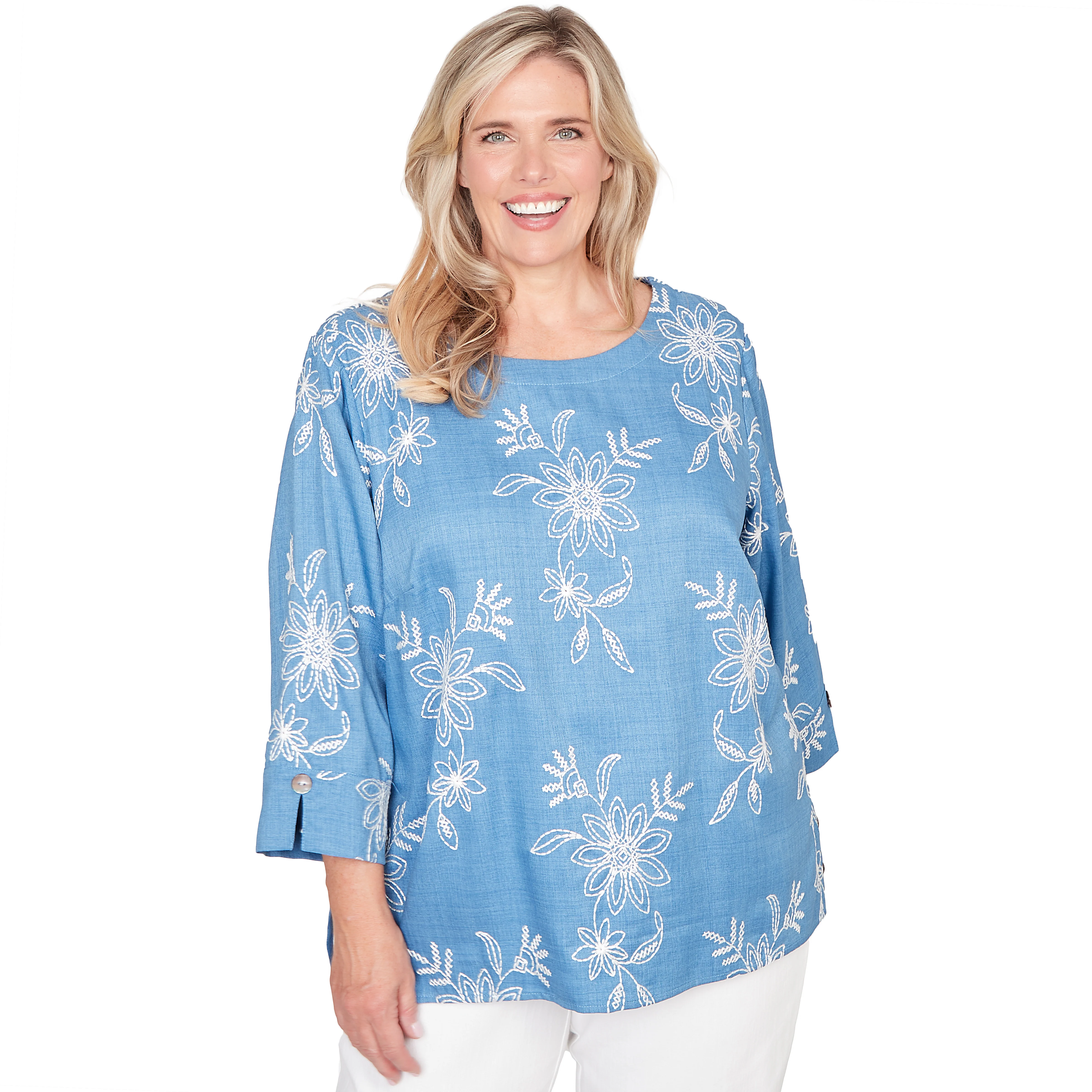 Alfred Dunner Tossed Floral Embroidered Top - Plus - Image 7