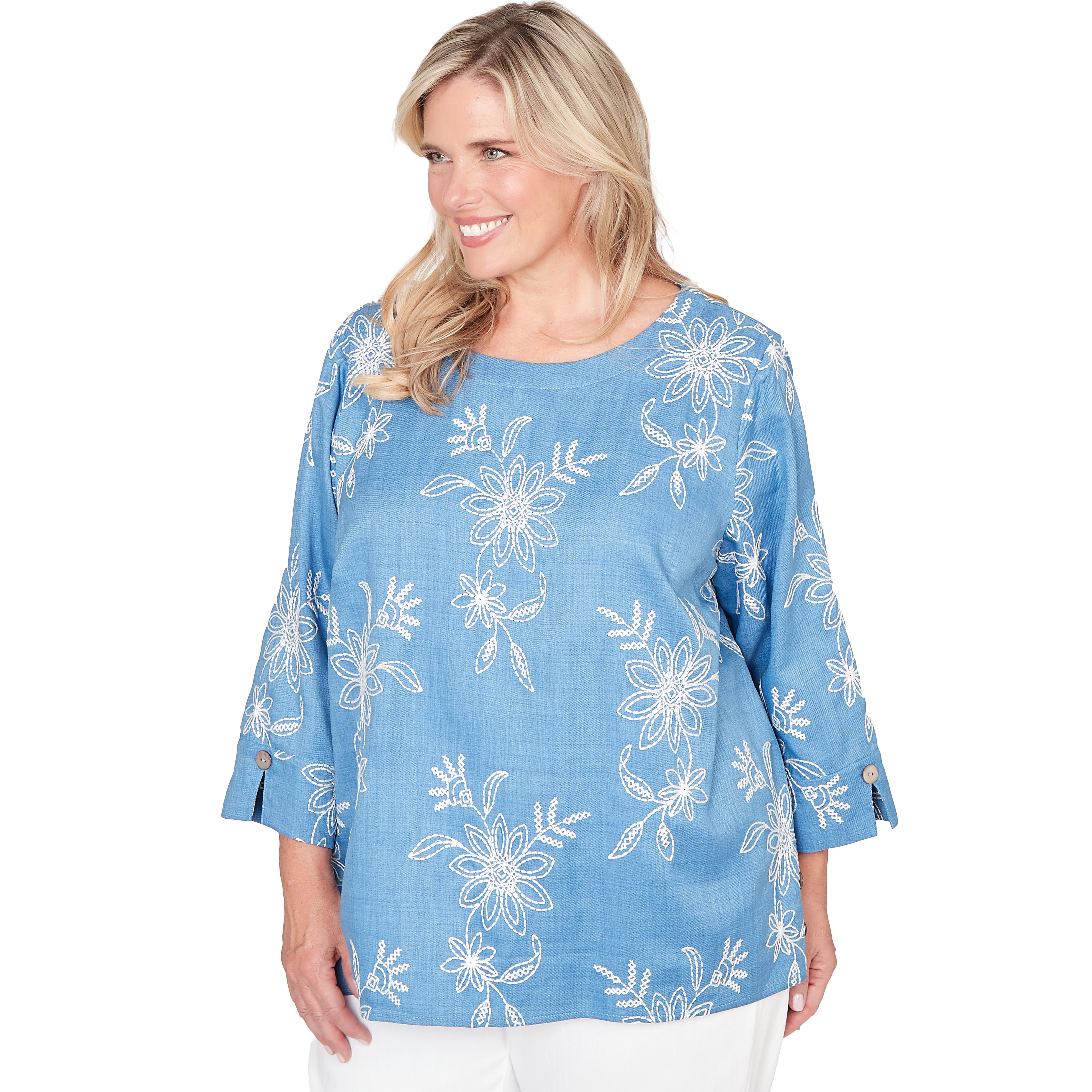 Alfred Dunner Tossed Floral Embroidered Top - Plus - Image 9