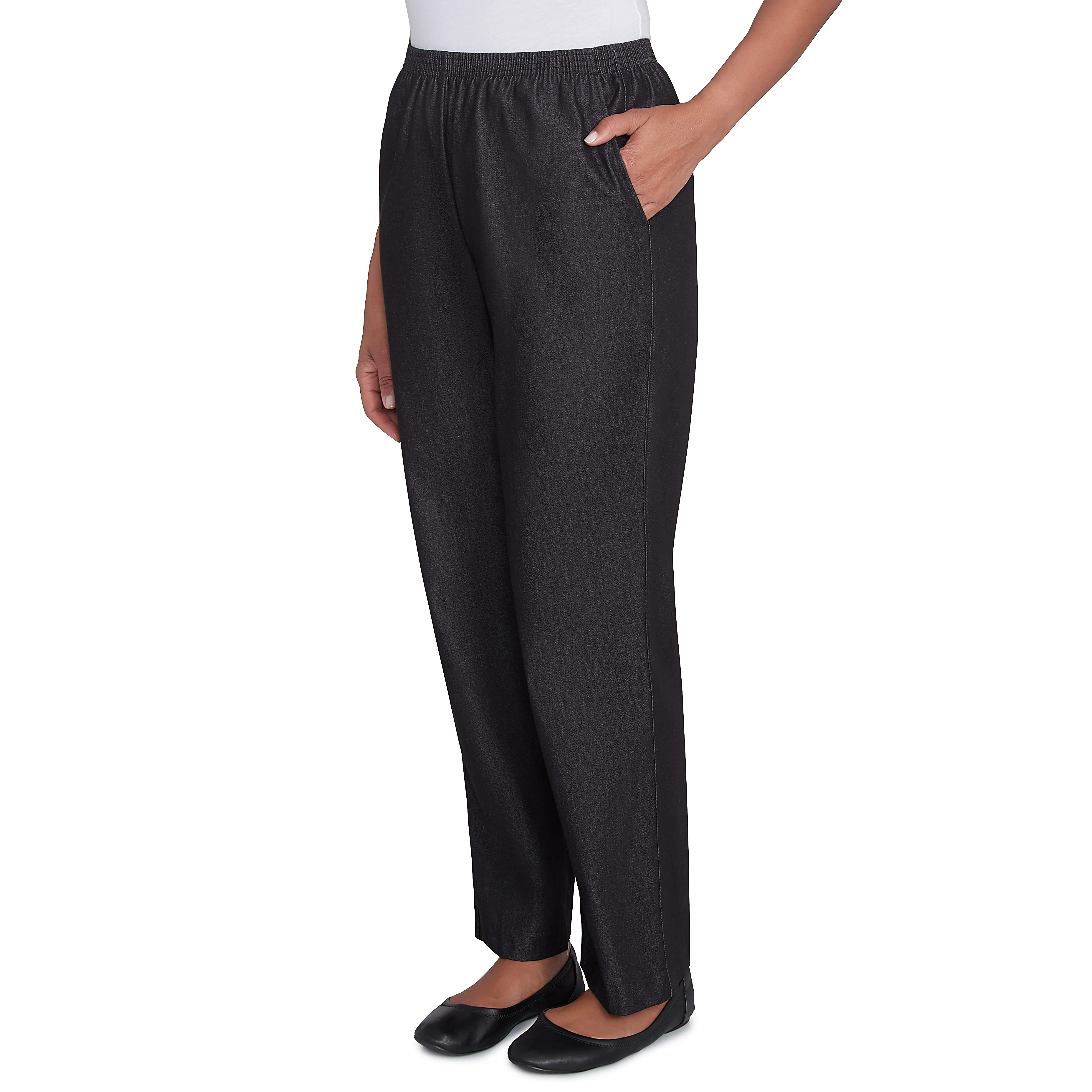 Alfred Dunner Women's Denim Comfort Waistband  Mid Rise Regular Fit Straight Leg Pant Short Length - Image 3