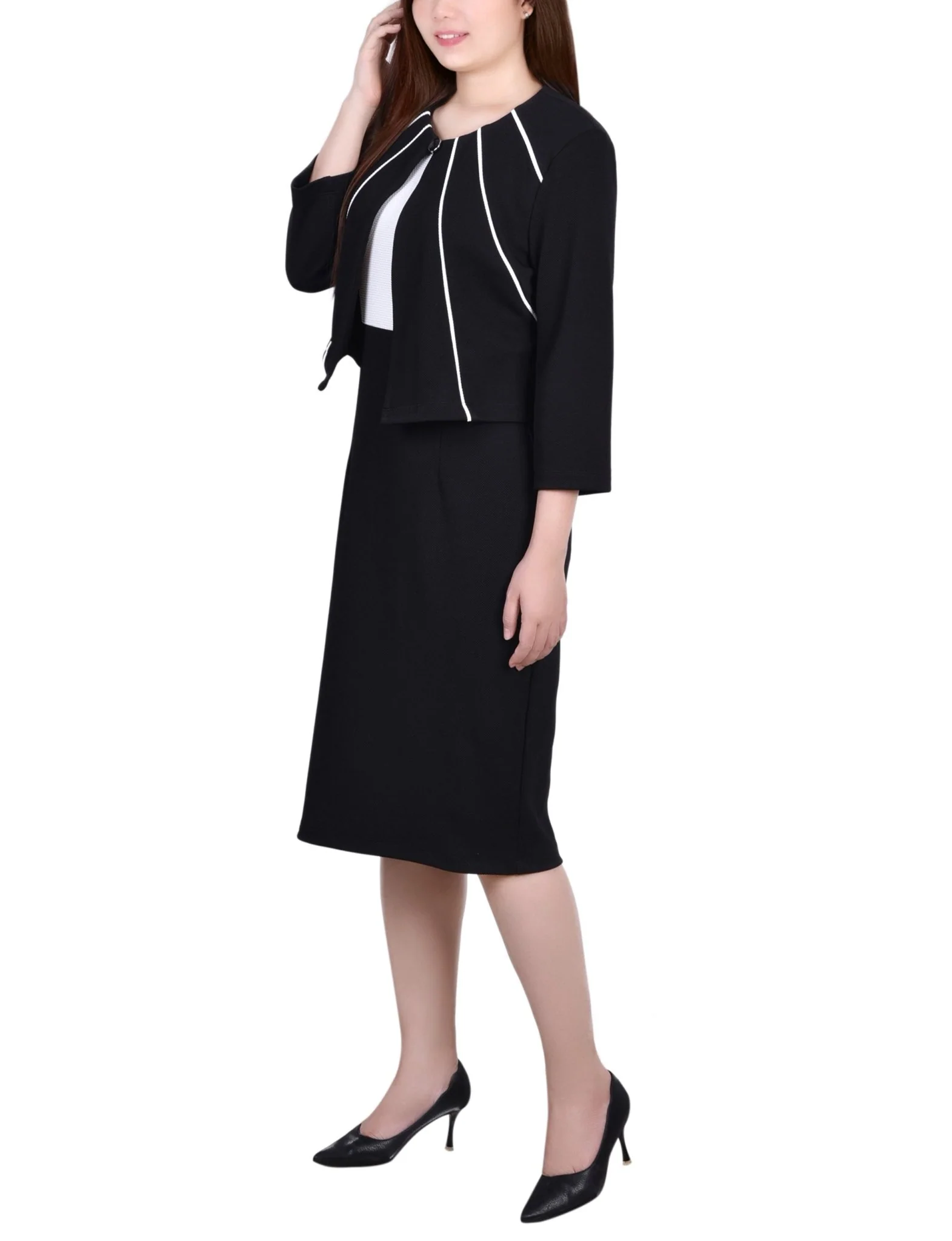 Black 2 Piece Colorblocked Dress Set - Petite - Image 2