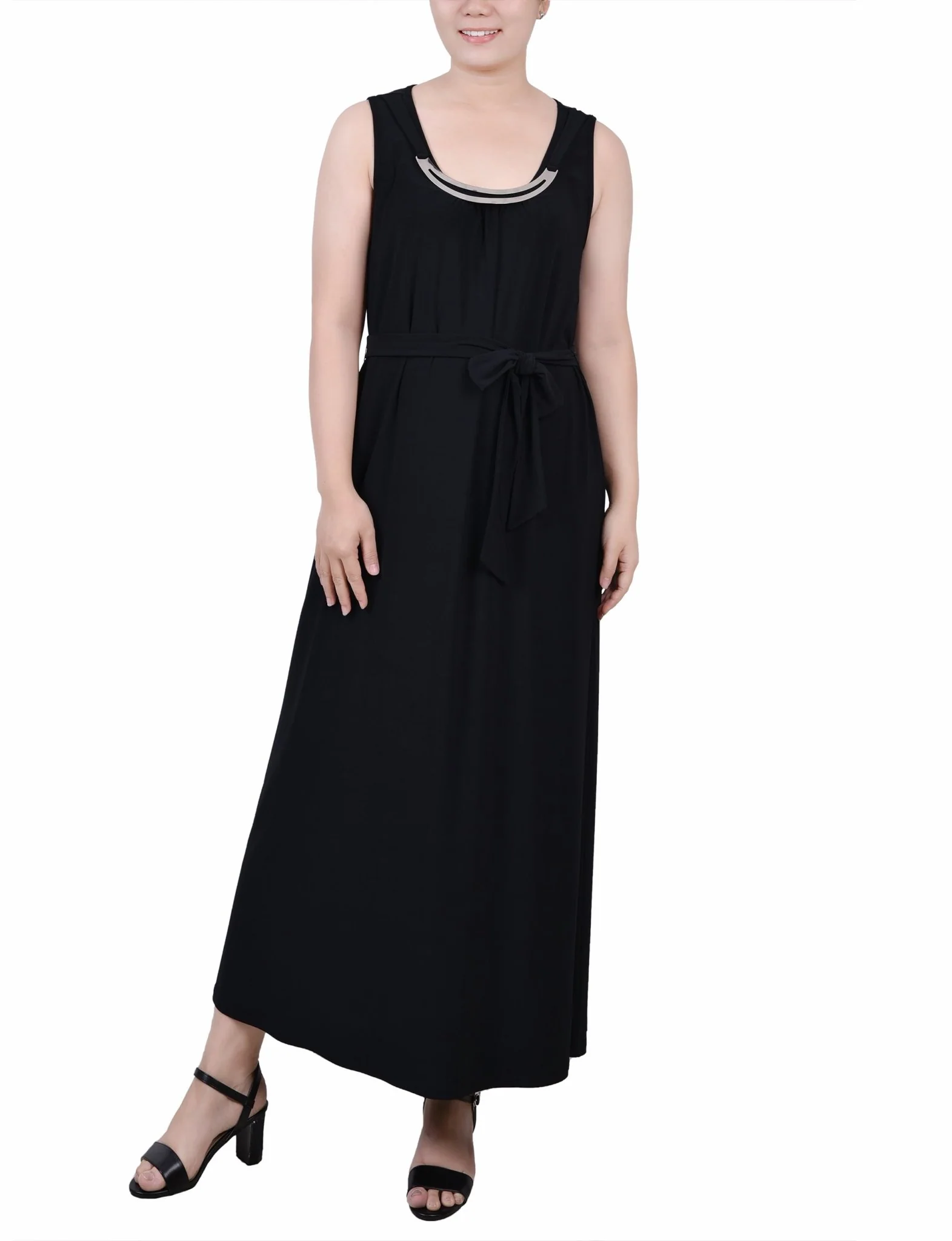 Black Ankle Length Sleeveless Dress - Petite