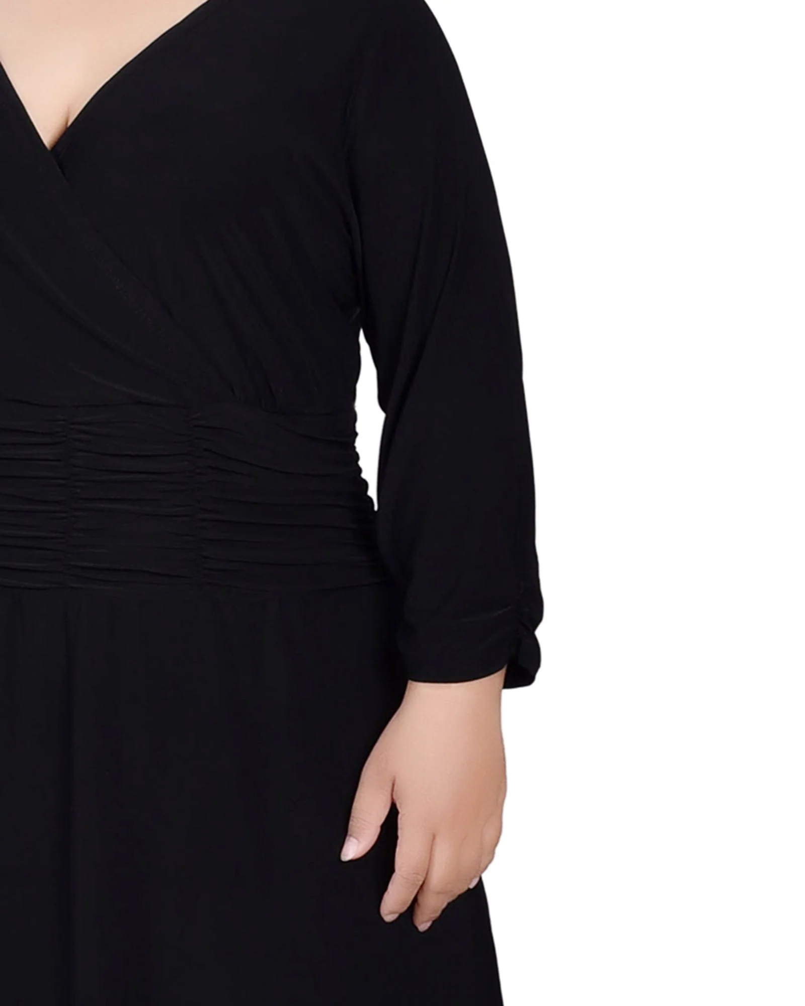 Black Ruched A-Line Dress - Plus - Image 4
