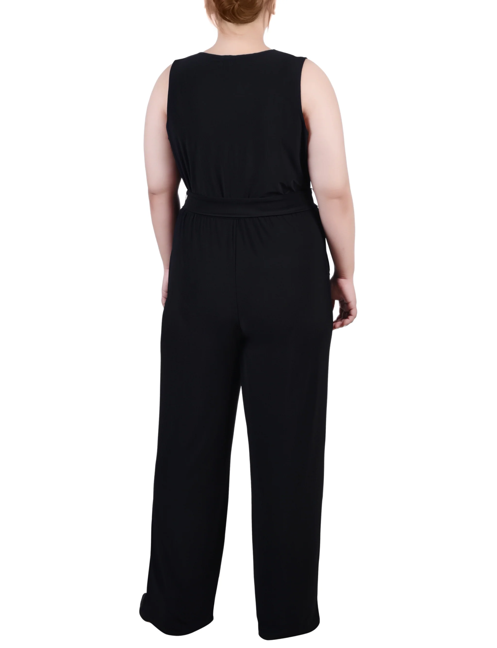 Black Sleeveless Belted Jumpsuit - Plus - Image 4