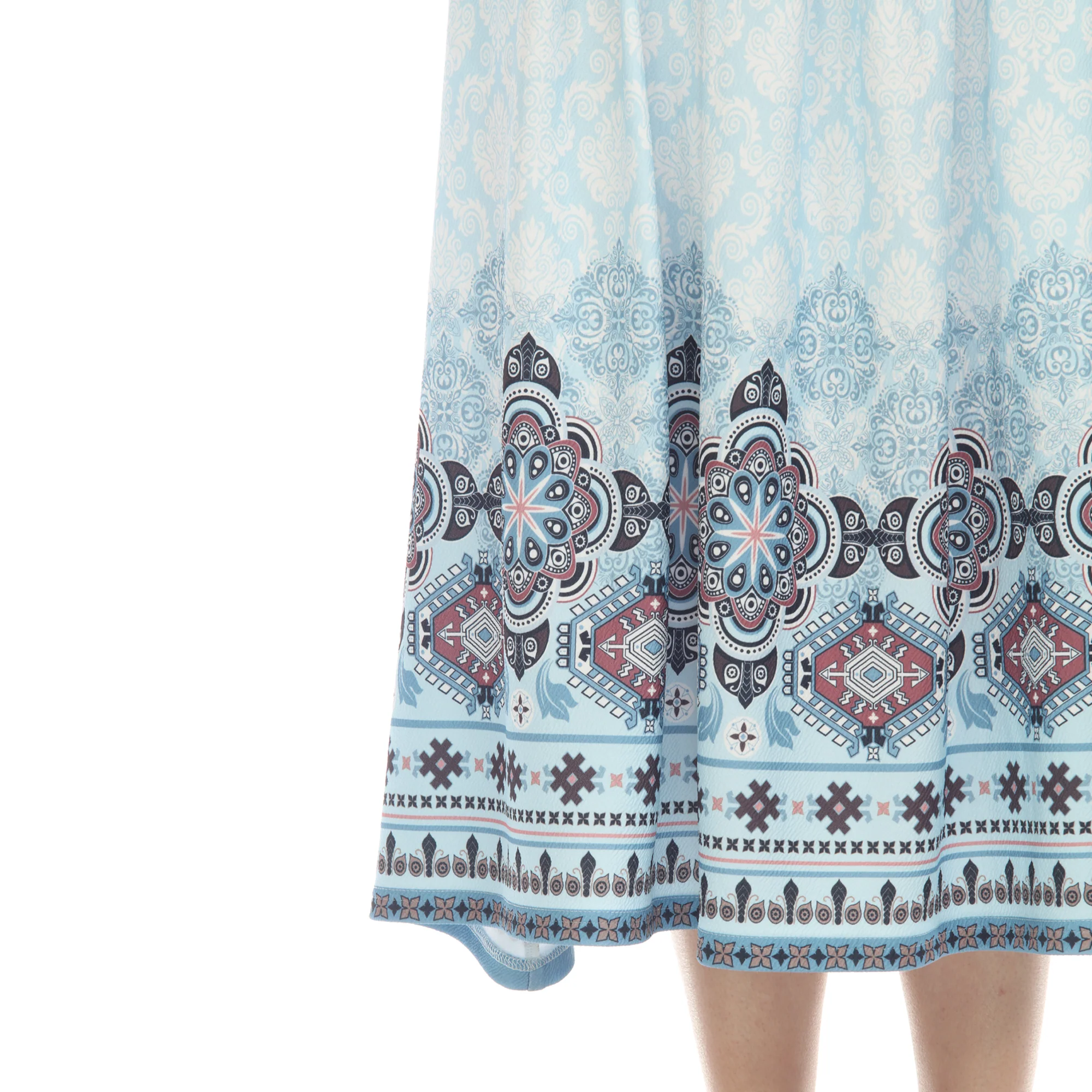 Blue Pleated Skirt with Border Prints - Image 4