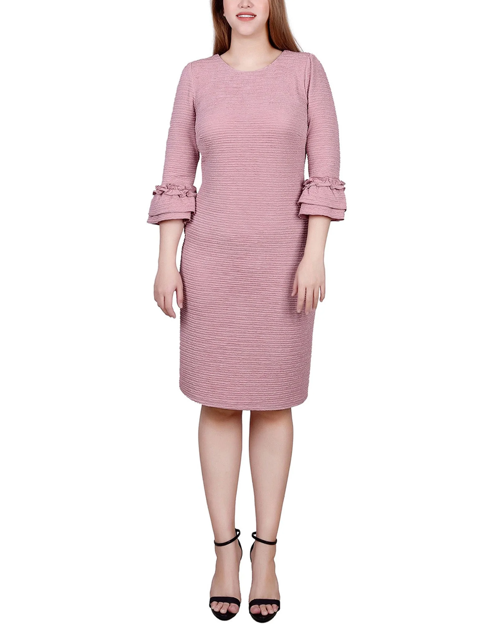 Blush 3/4 Sleeve Textured Knit Dress