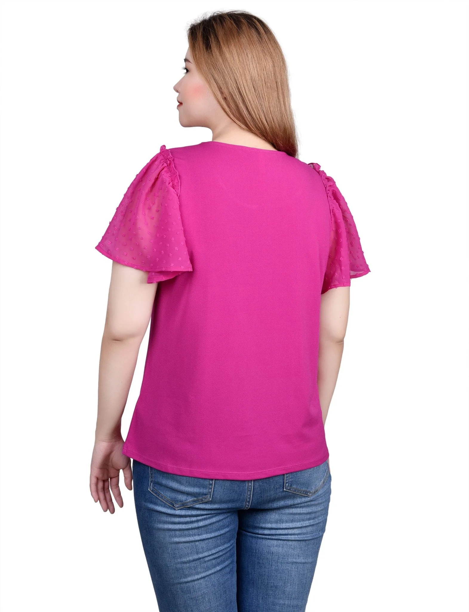 Clip Dot Flutter Sleeve Top - Image 10