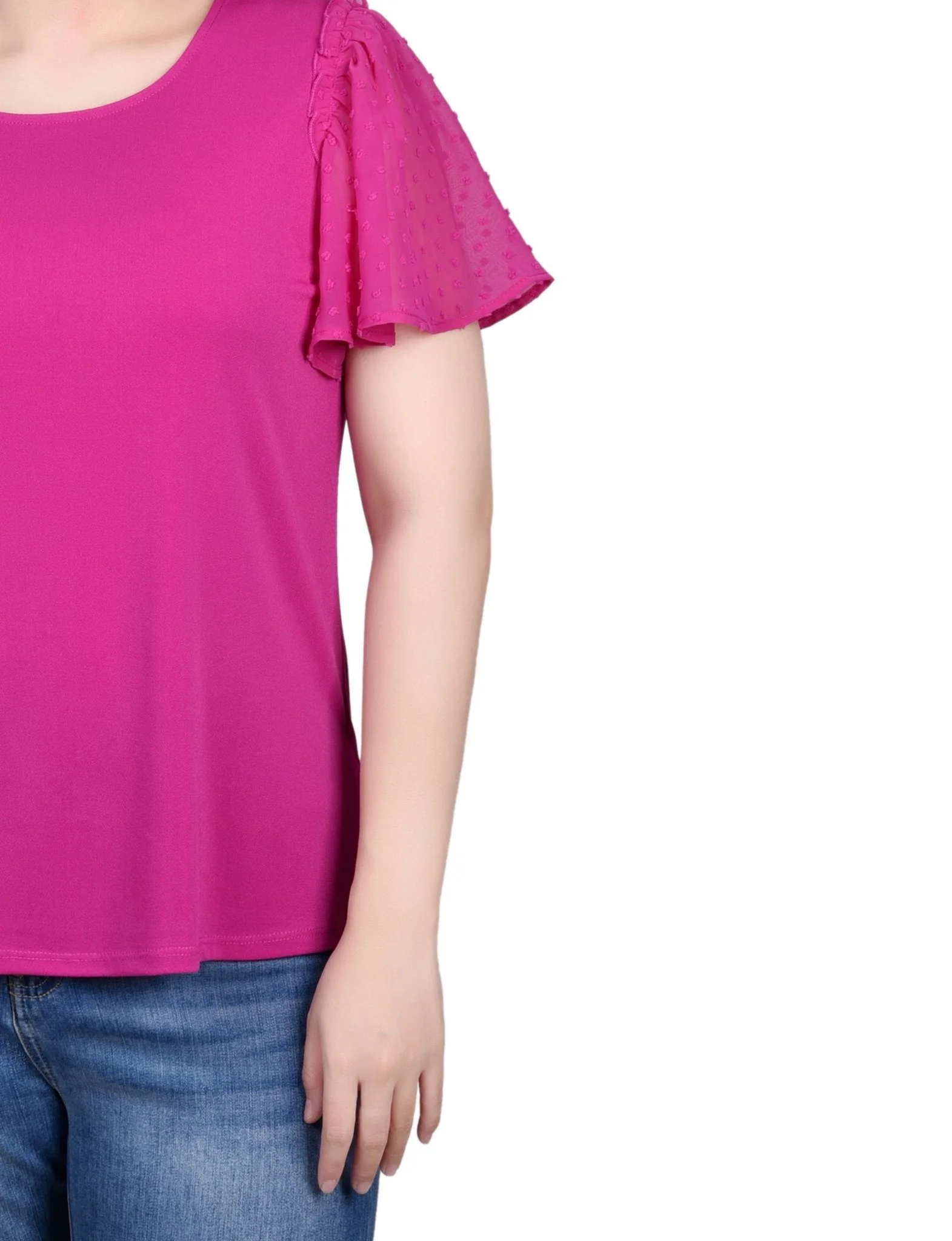 Clip Dot Flutter Sleeve Top - Image 12