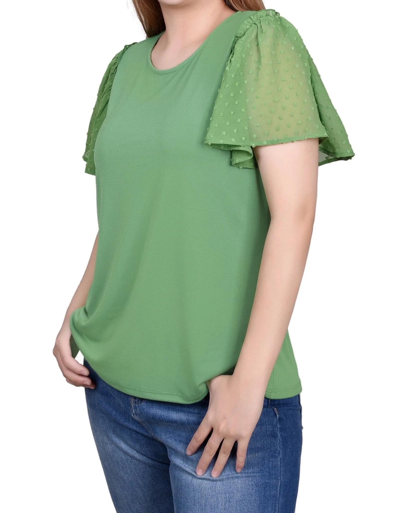 Clip Dot Flutter Sleeve Top - Image 3