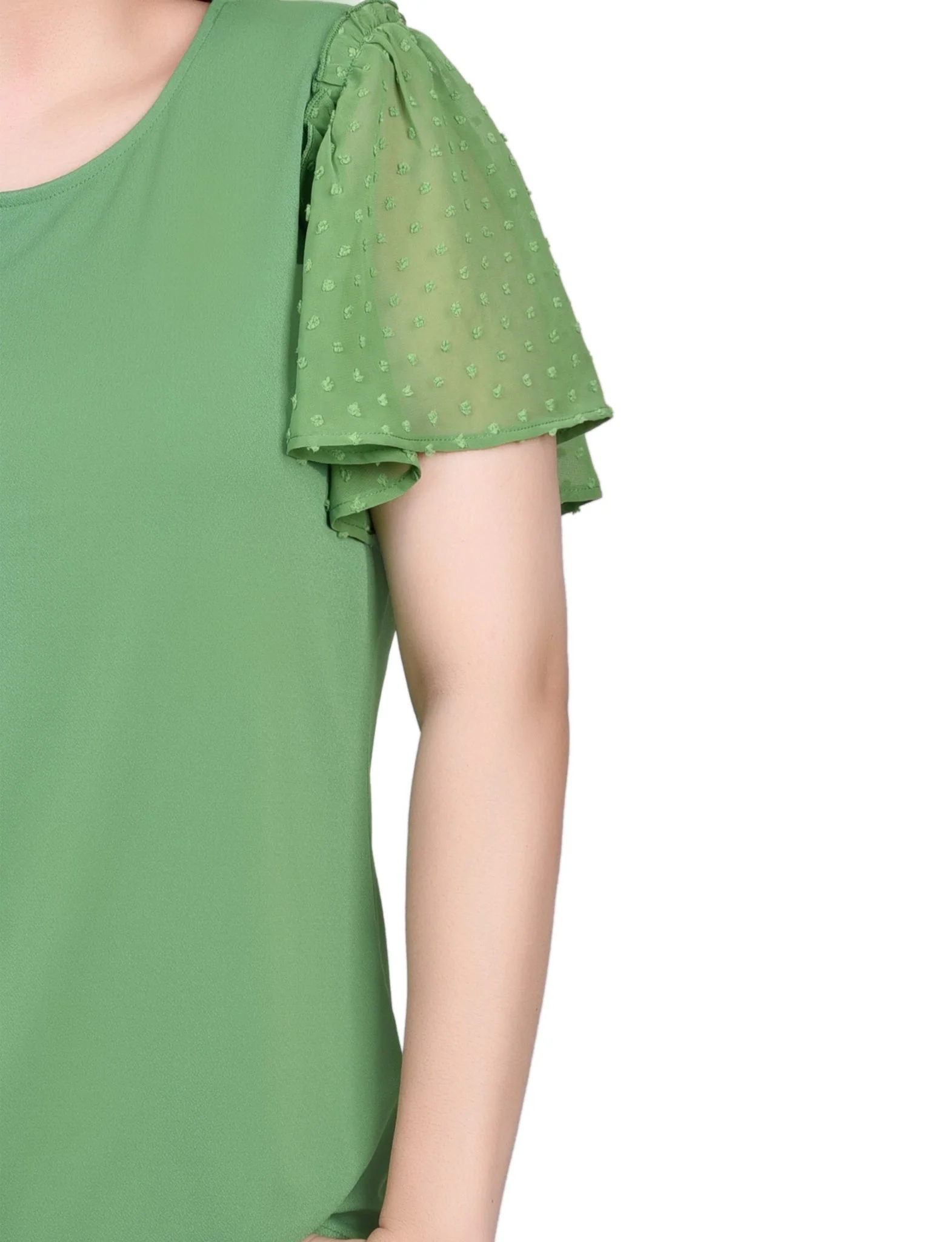Clip Dot Flutter Sleeve Top - Image 4
