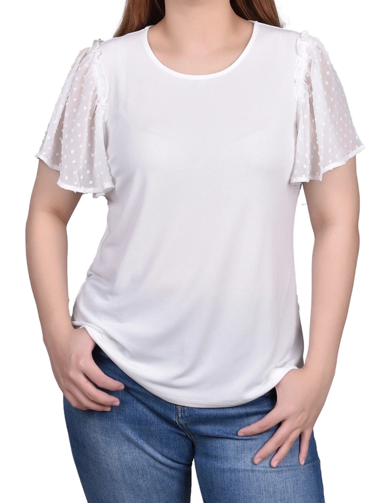 Clip Dot Flutter Sleeve Top - Image 5