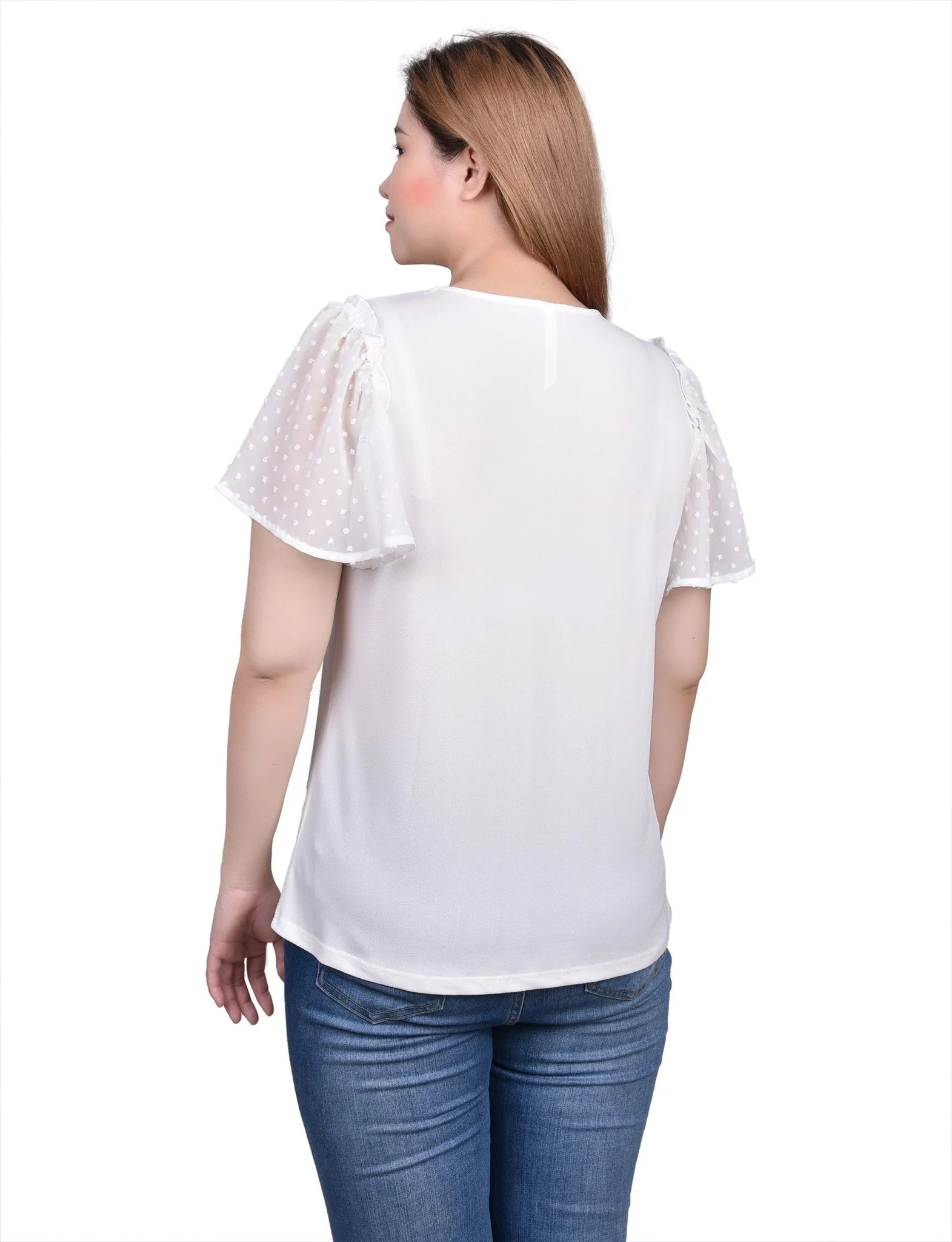 Clip Dot Flutter Sleeve Top - Image 6