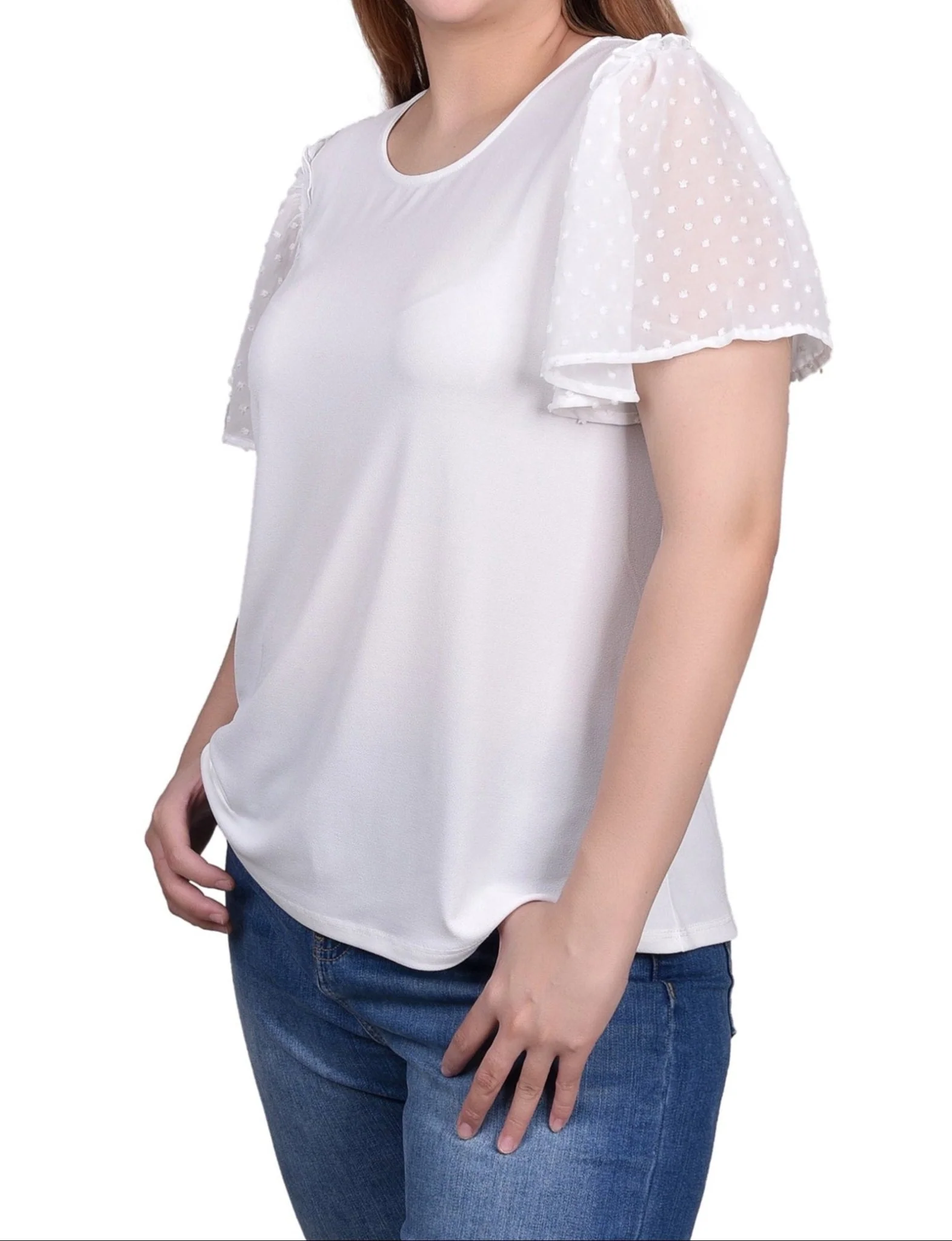 Clip Dot Flutter Sleeve Top - Image 7