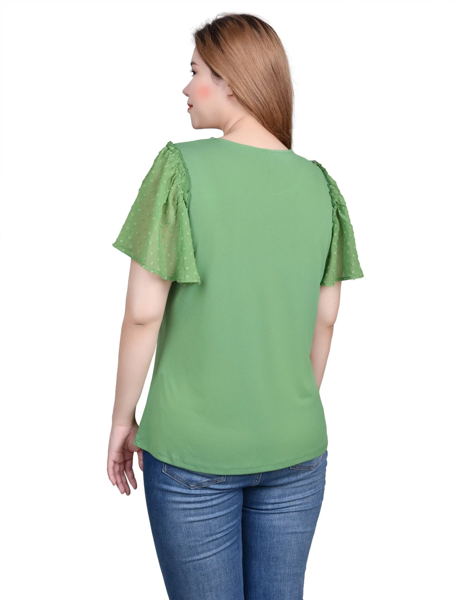 Clip Dot Flutter Sleeve Top - Petite - Image 2