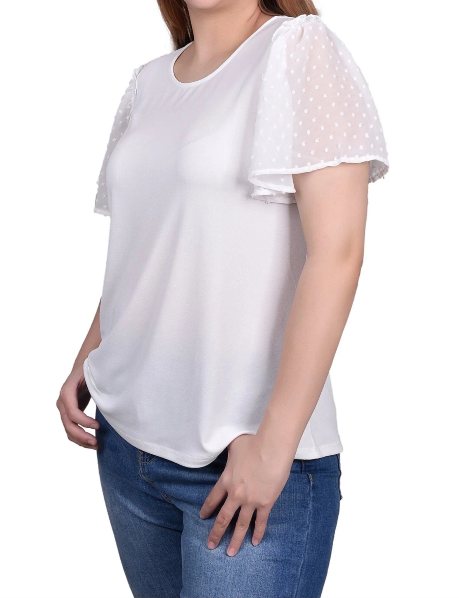 Clip Dot Flutter Sleeve Top - Petite - Image 7