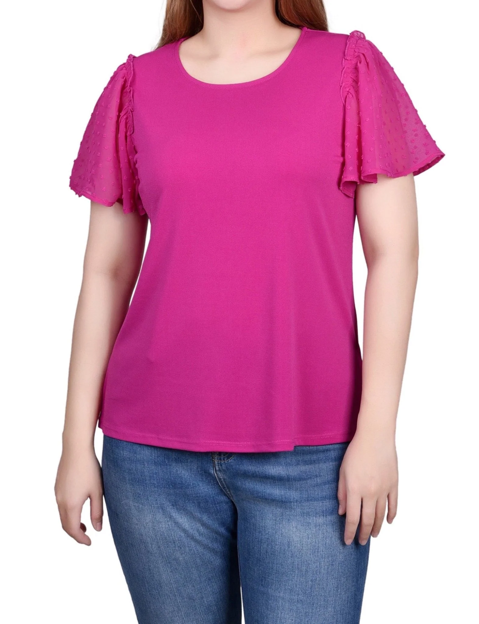 Clip Dot Flutter Sleeve Top - Petite - Image 9