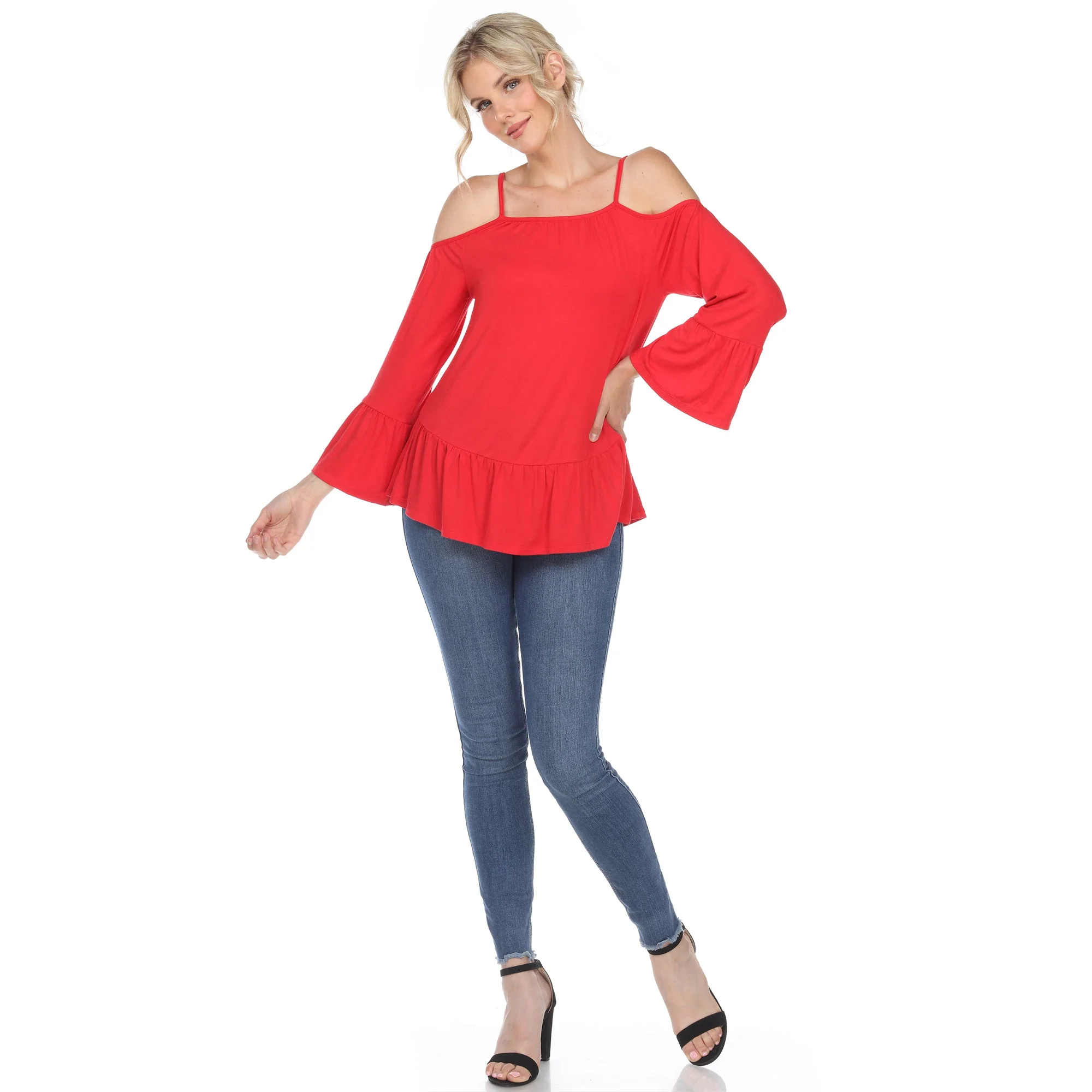 Cold Shoulder Ruffle Sleeve Top - Image 3