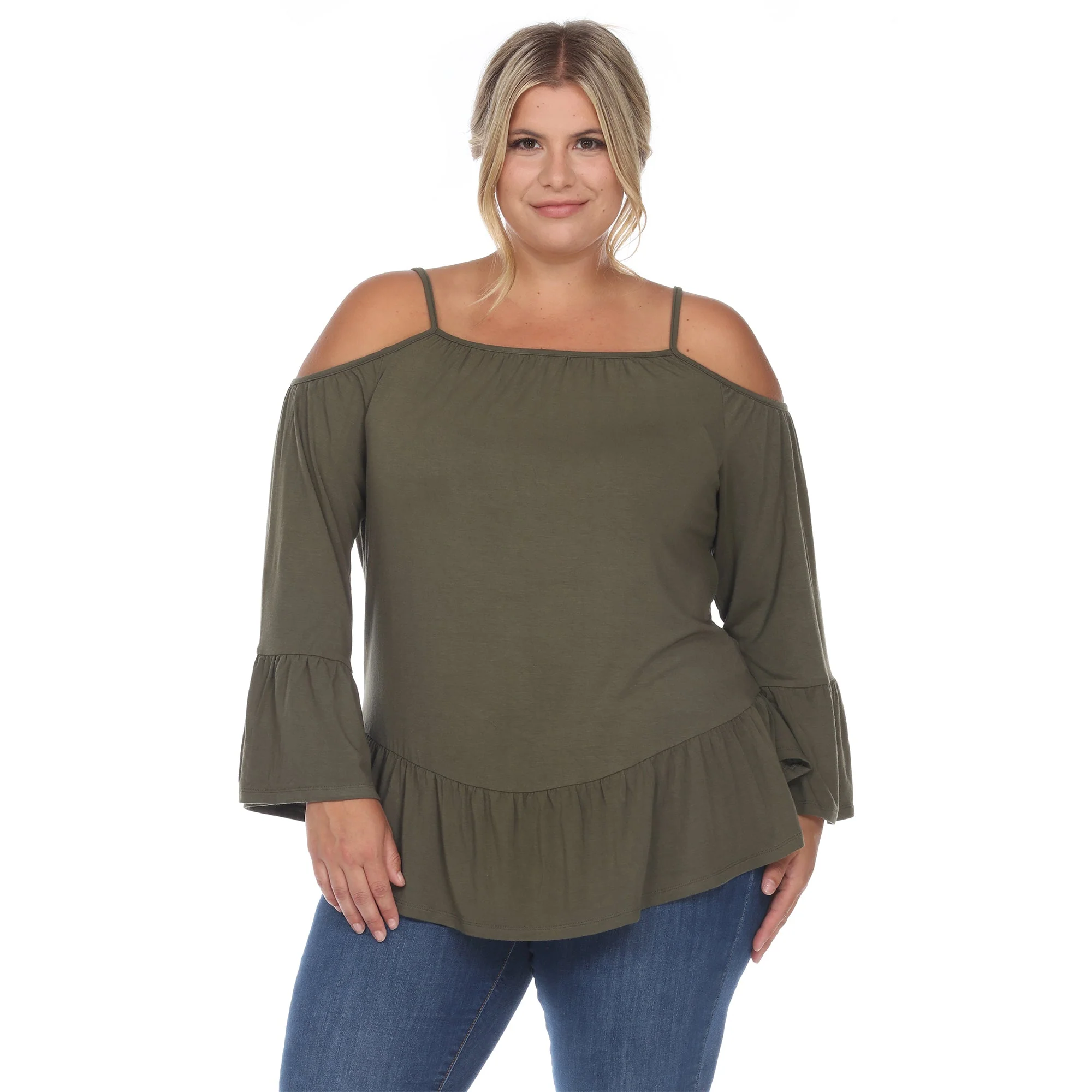 Cold Shoulder Ruffle Sleeve Top - Plus - Image 12