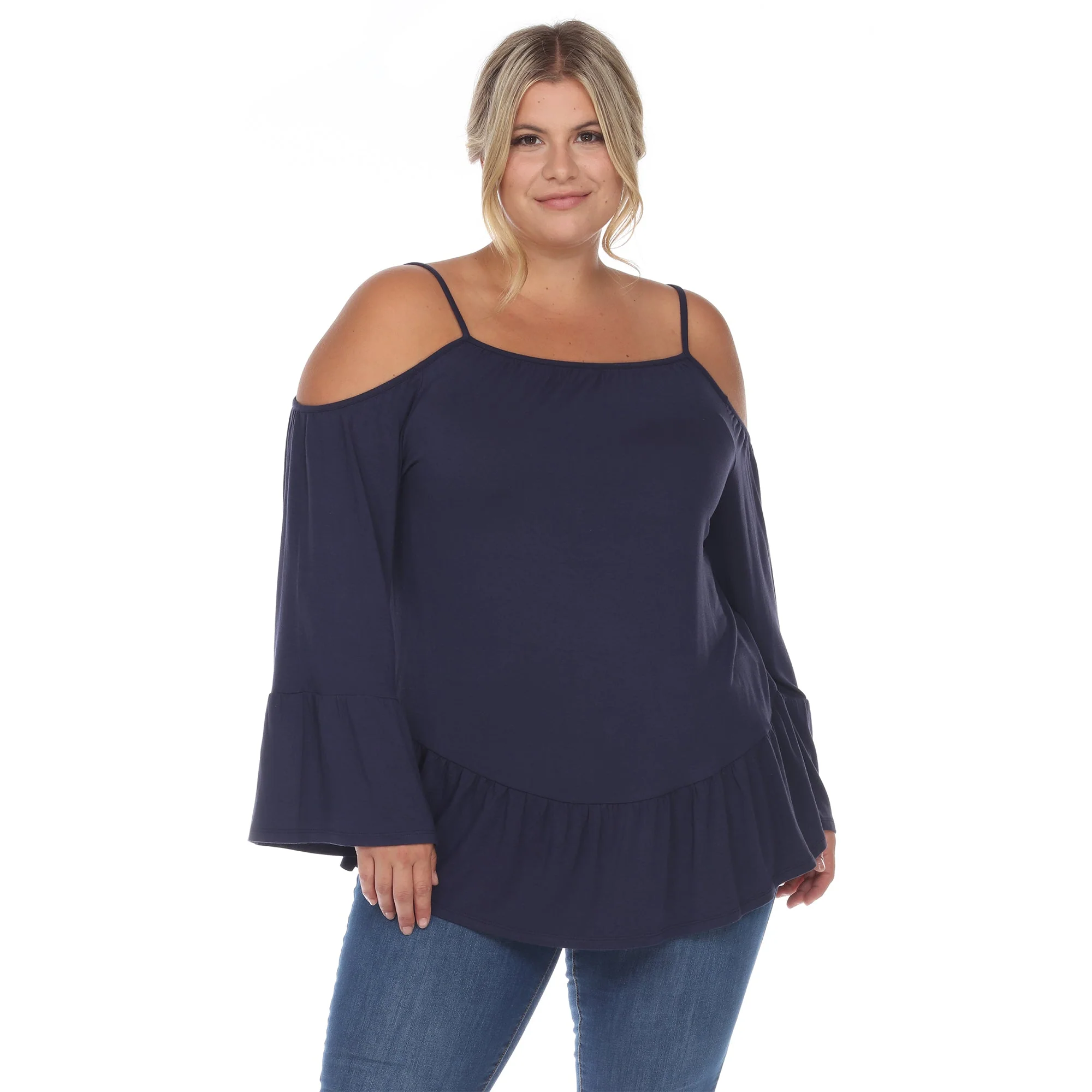 Cold Shoulder Ruffle Sleeve Top - Plus - Image 16