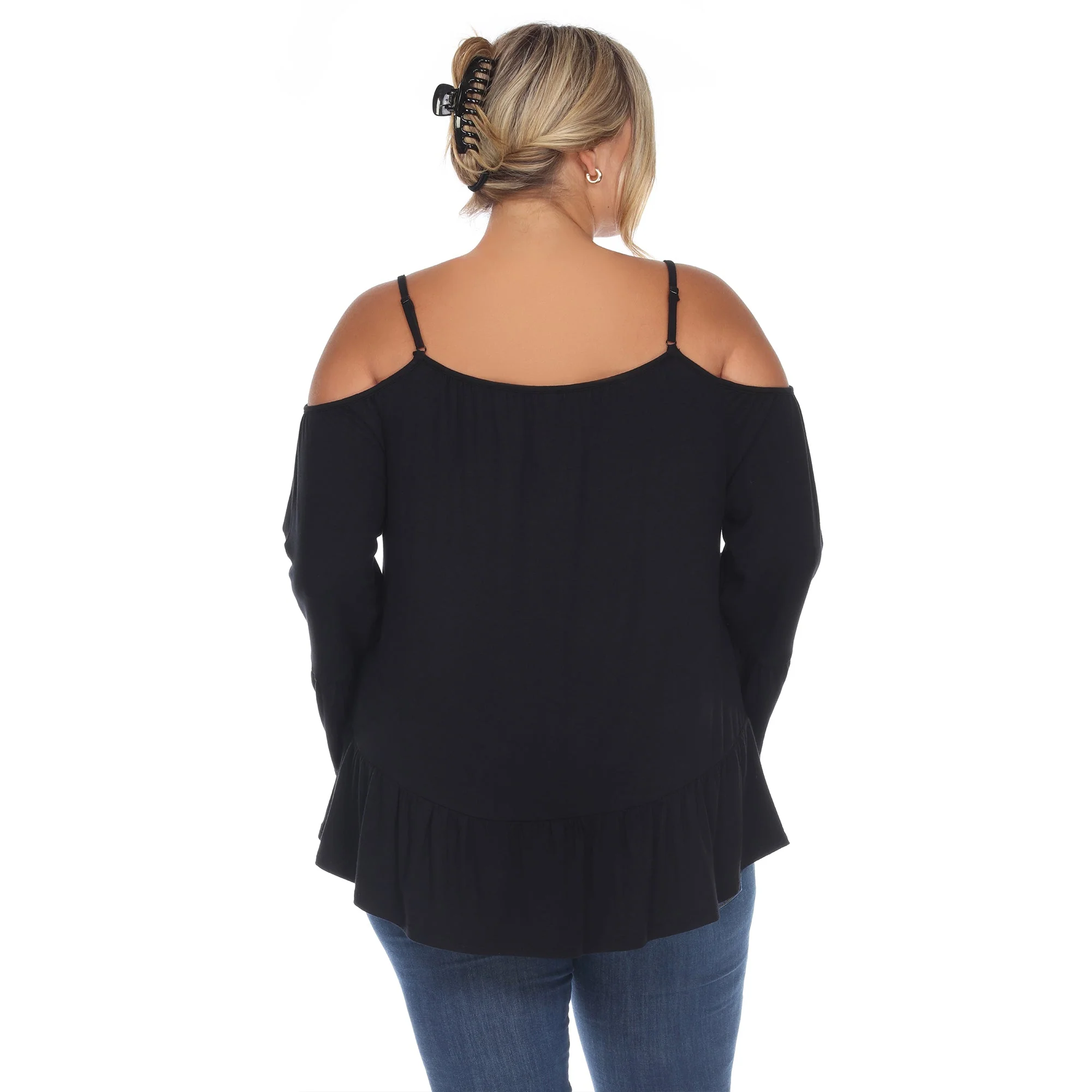Cold Shoulder Ruffle Sleeve Top - Plus - Image 19