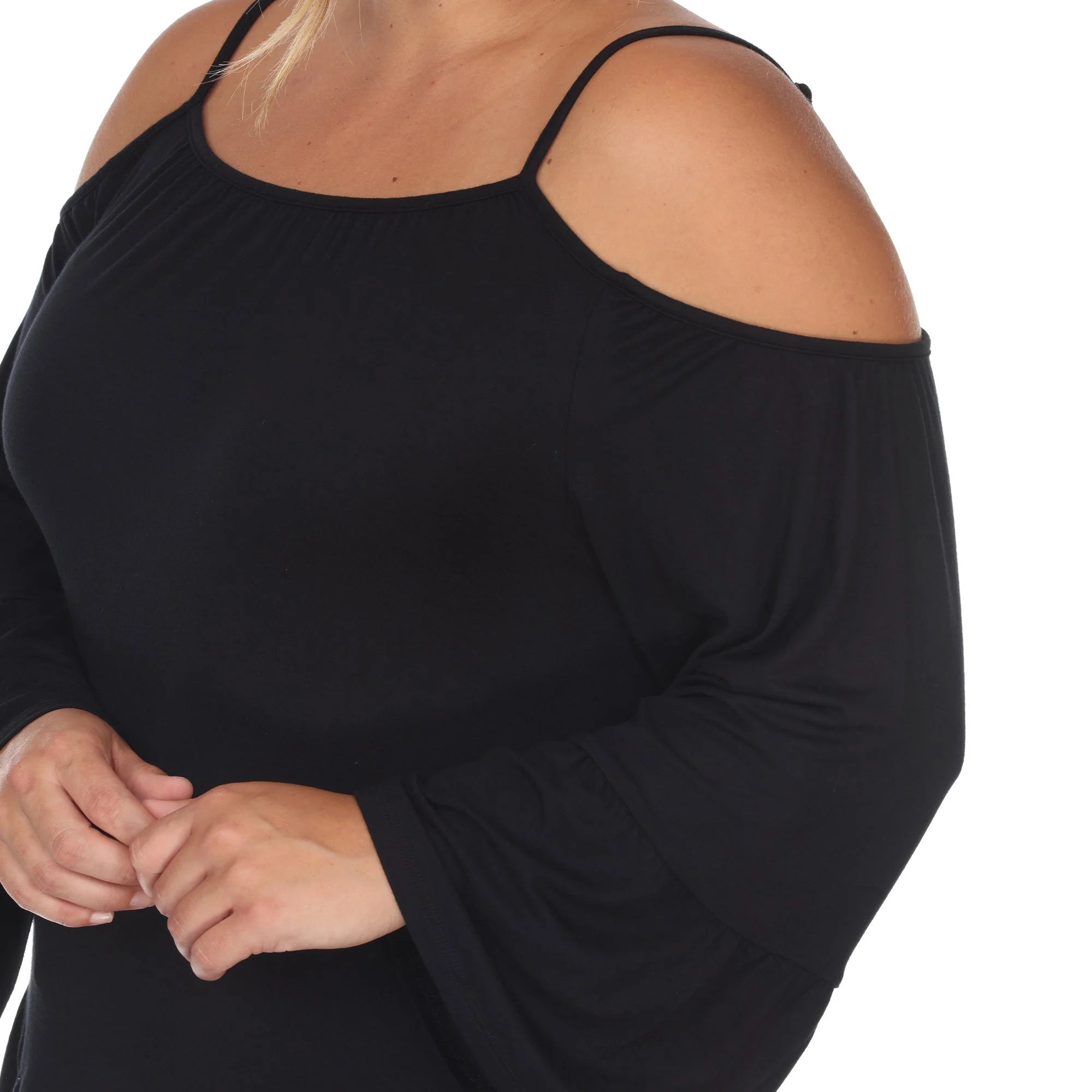 Cold Shoulder Ruffle Sleeve Top - Plus - Image 21