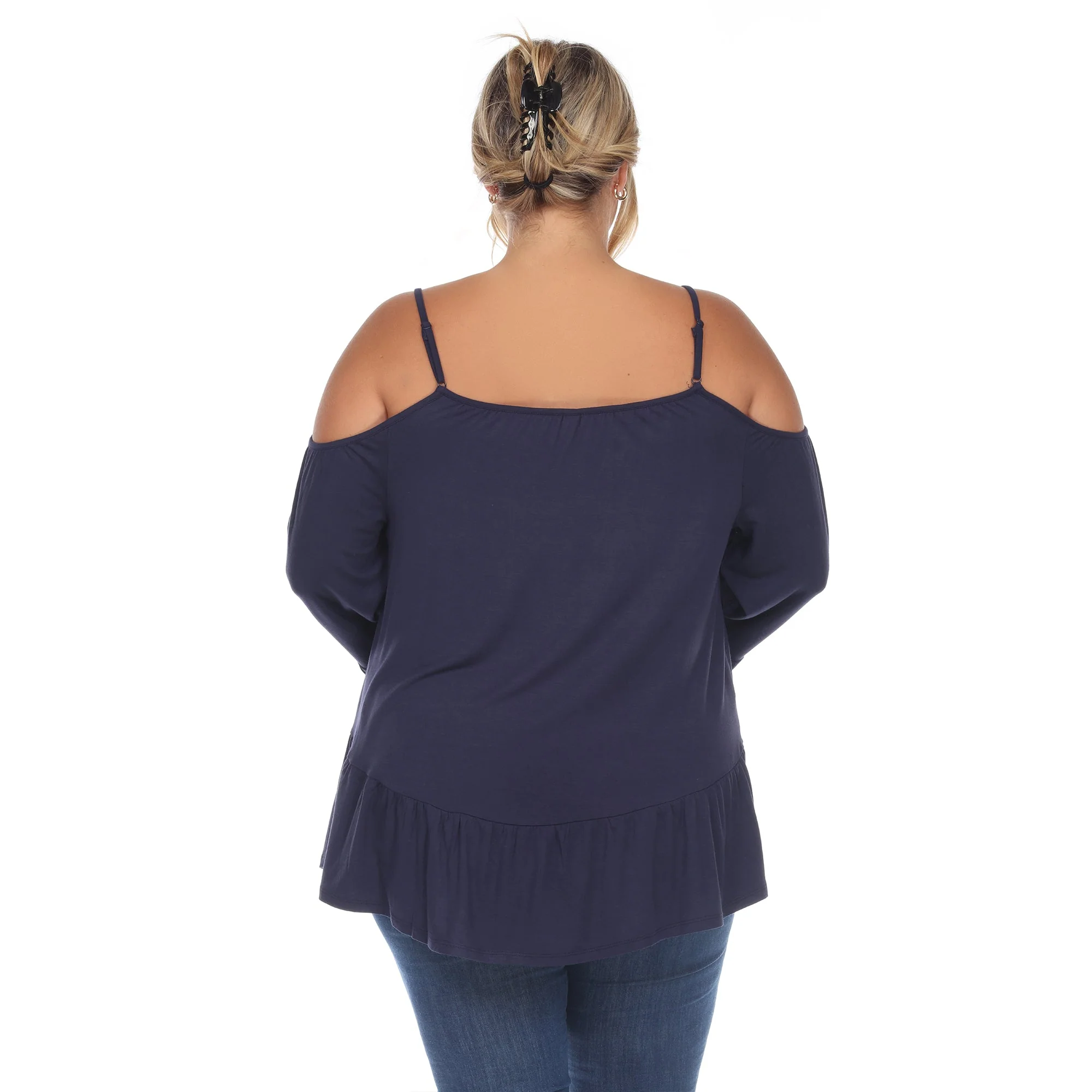 Cold Shoulder Ruffle Sleeve Top - Plus - Image 23