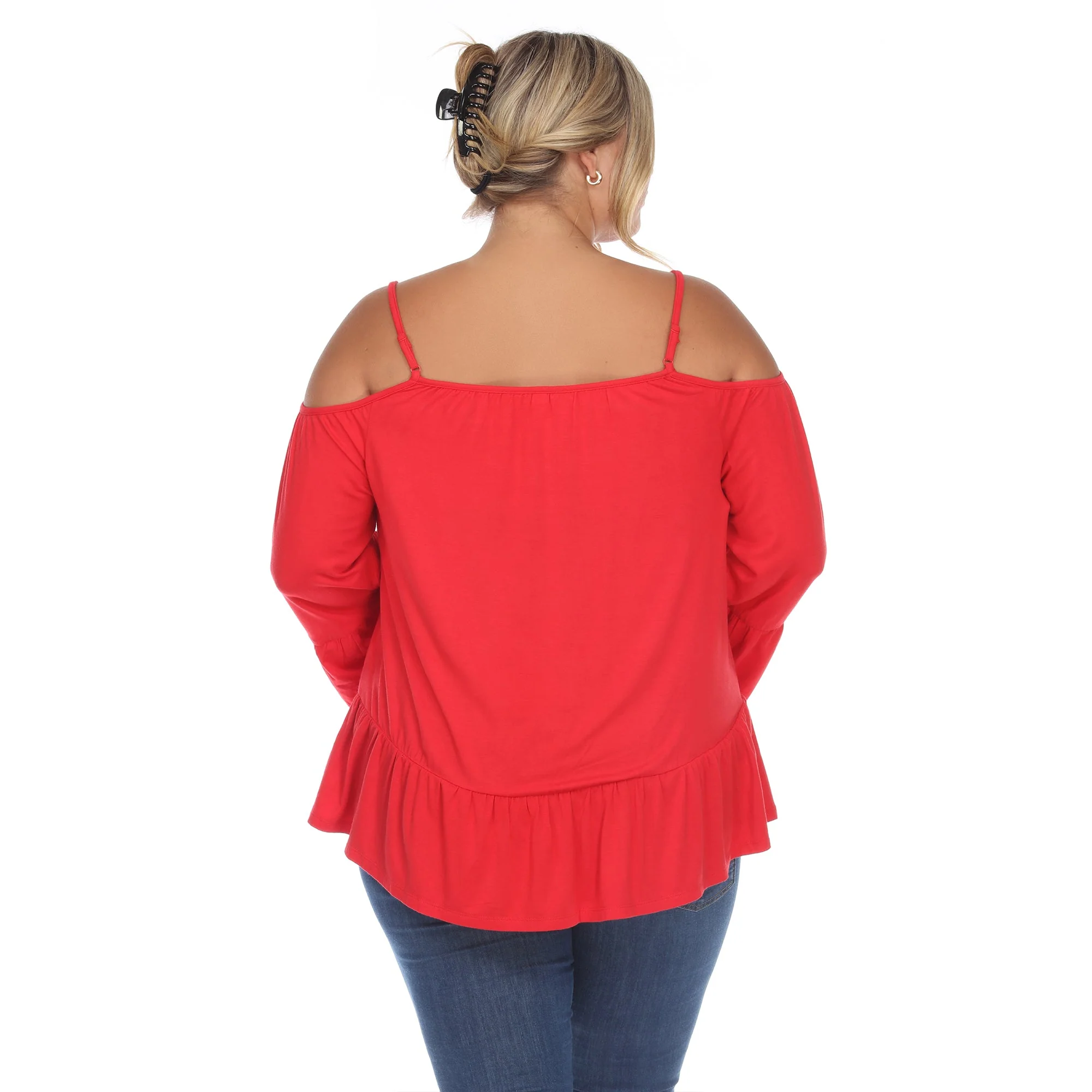 Cold Shoulder Ruffle Sleeve Top - Plus - Image 3