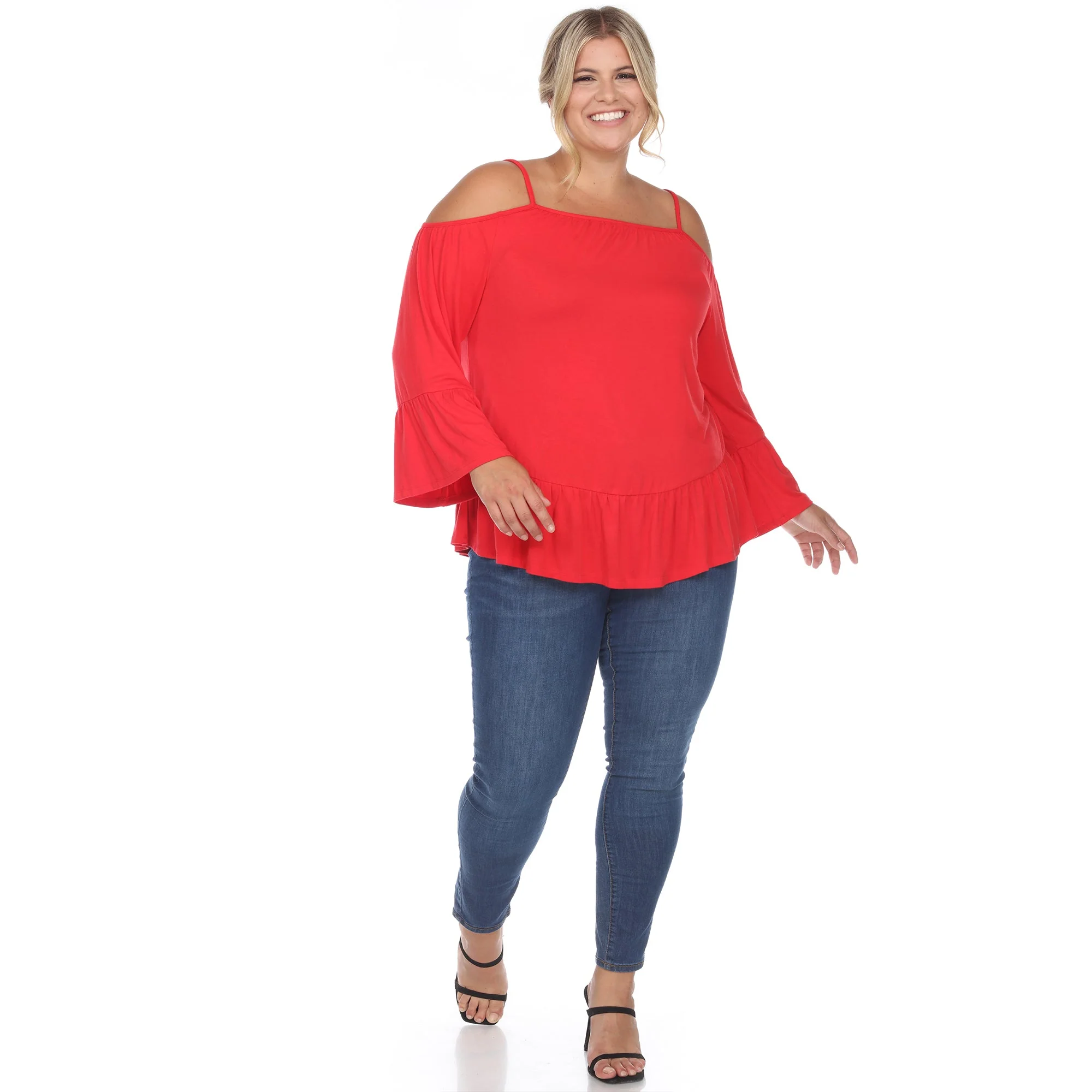 Cold Shoulder Ruffle Sleeve Top - Plus - Image 4