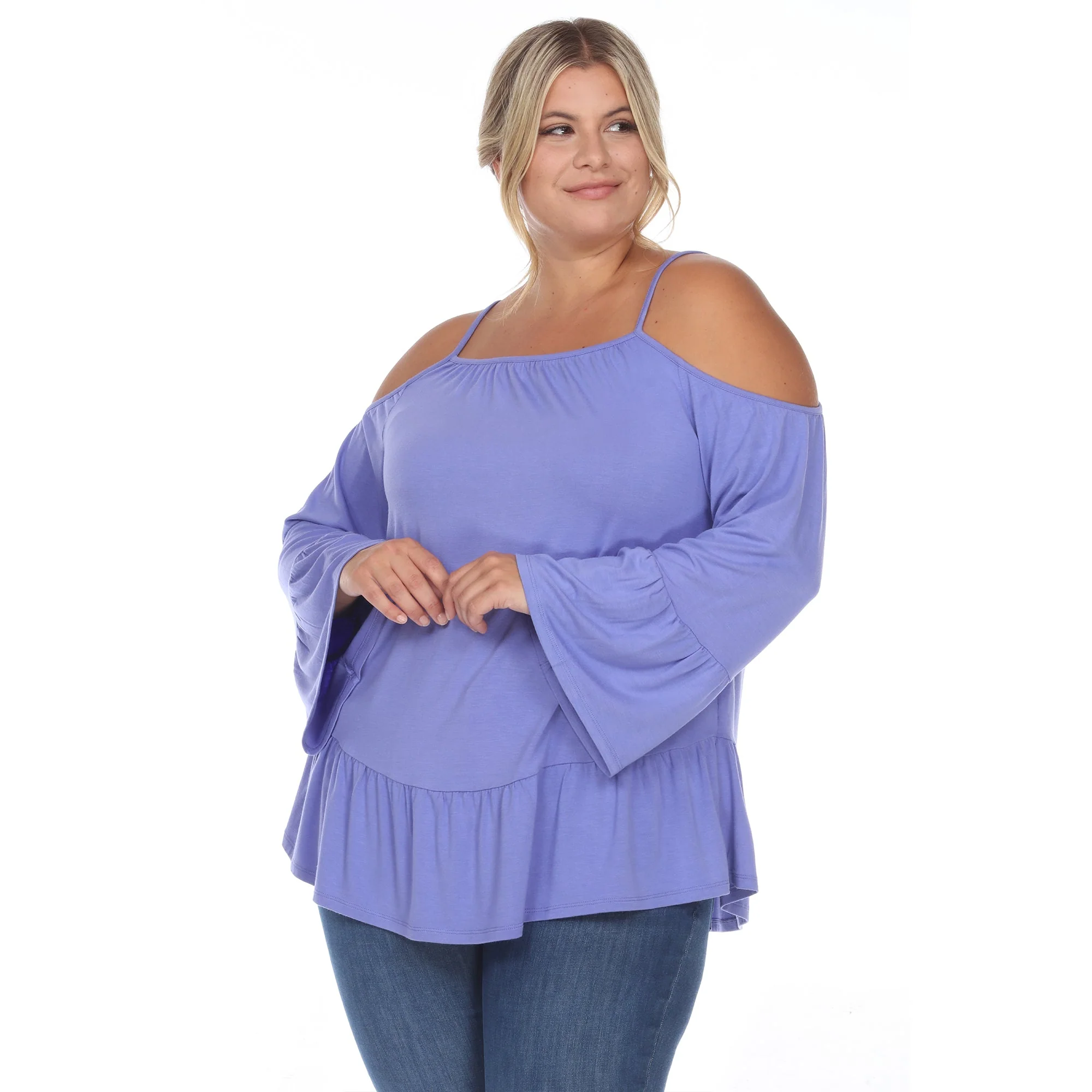 Cold Shoulder Ruffle Sleeve Top - Plus - Image 7