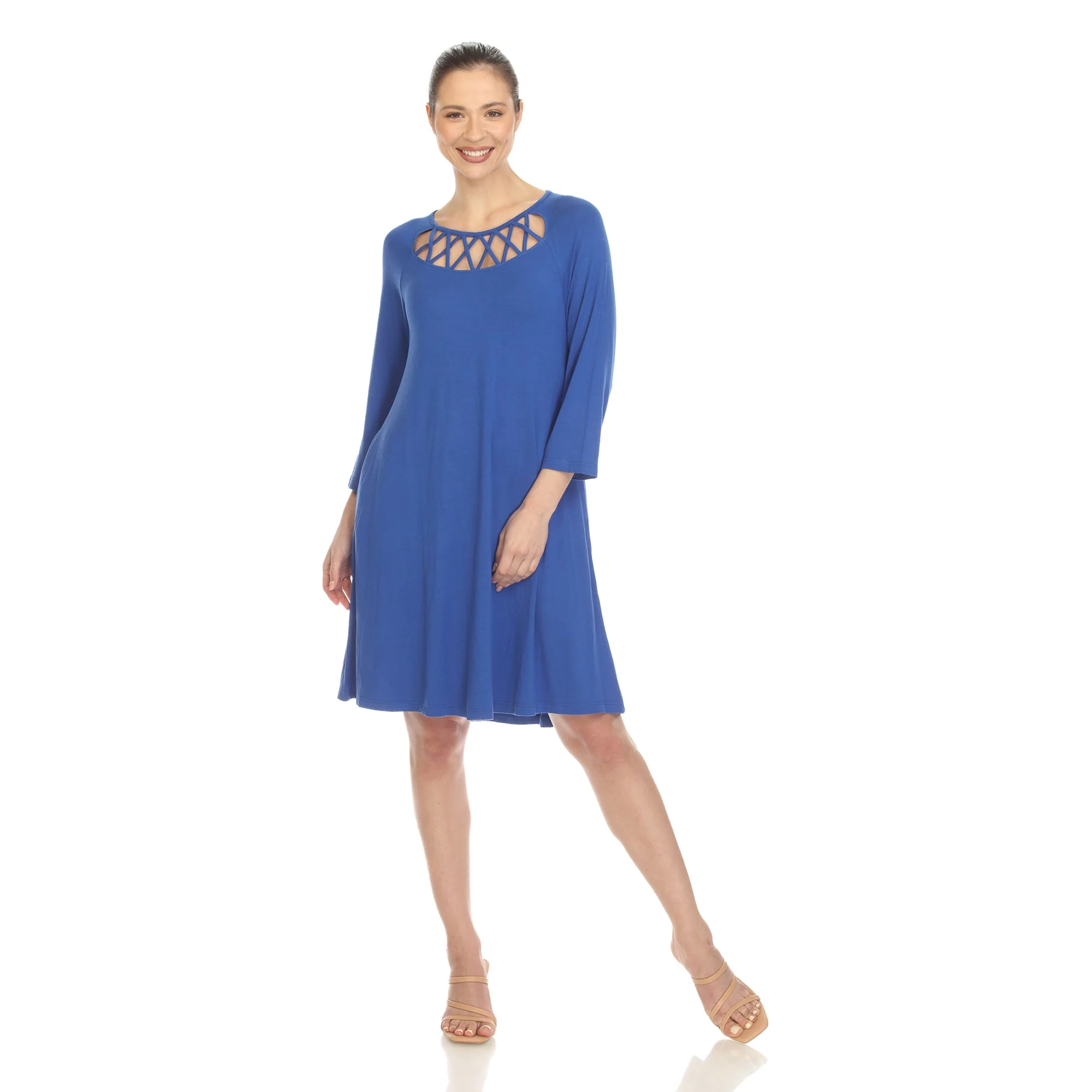Criss Cross Neckline Swing Midi Dress - Image 12