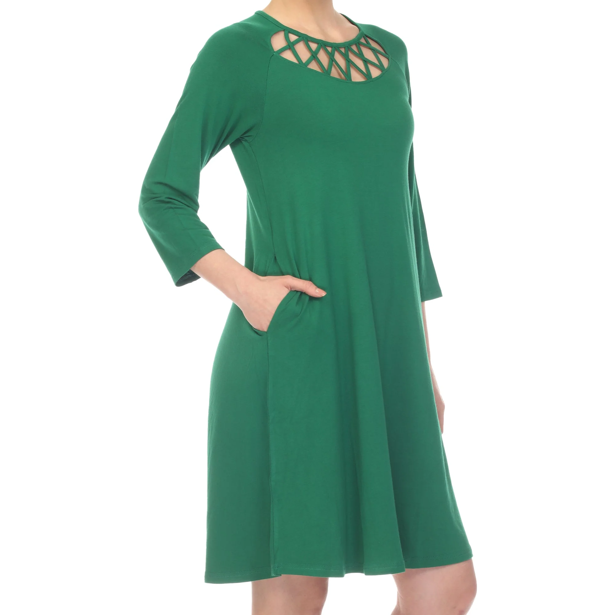 Criss Cross Neckline Swing Midi Dress - Image 35