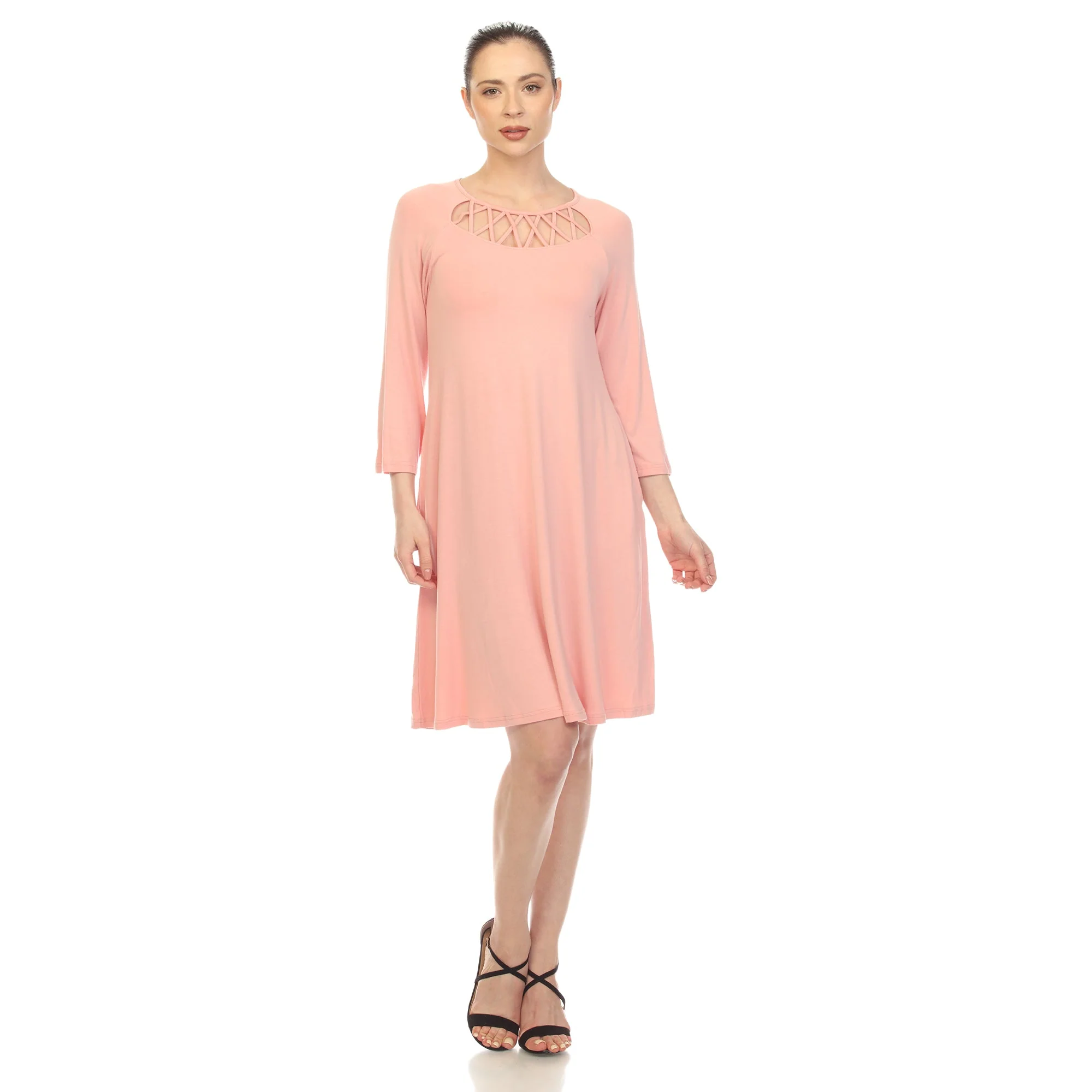 Criss Cross Neckline Swing Midi Dress - Image 7