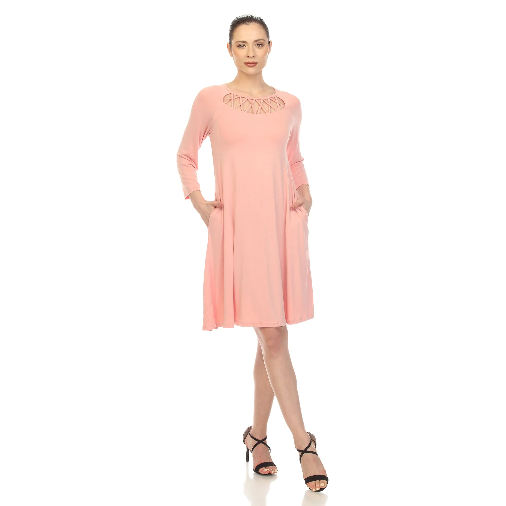 Criss Cross Neckline Swing Midi Dress - Image 8