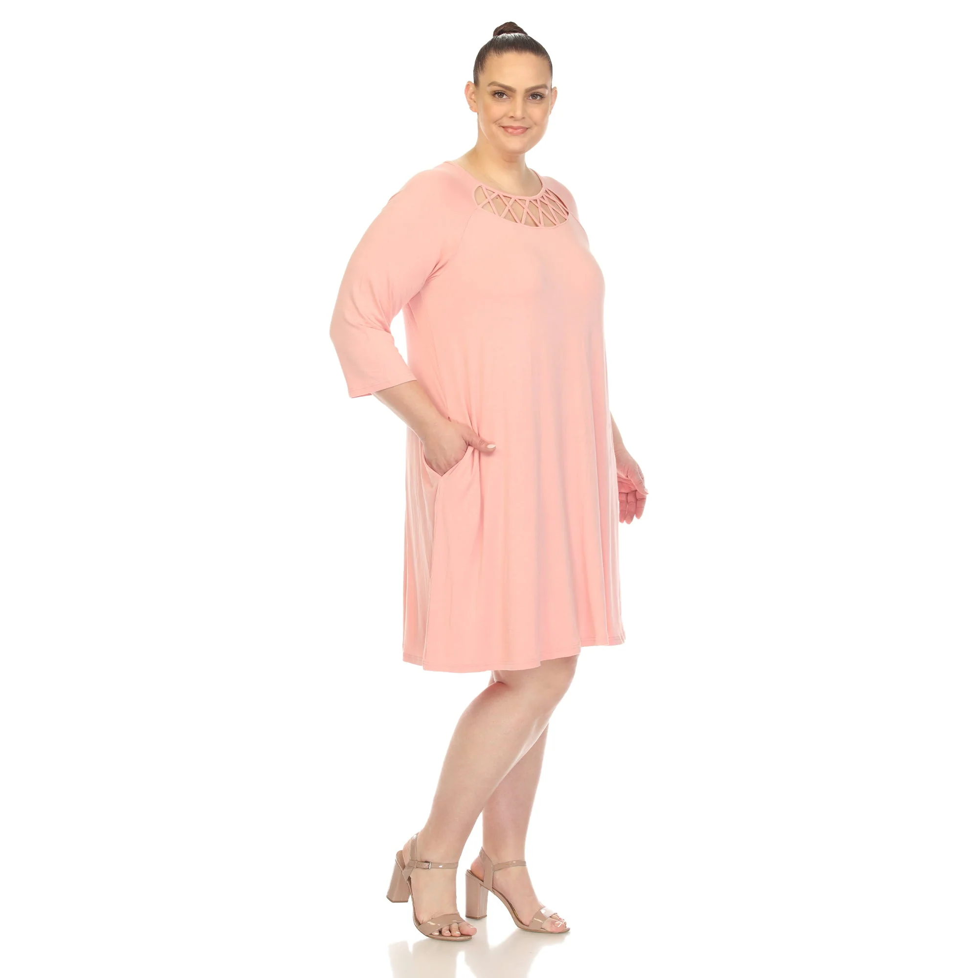 Criss Cross Neckline Swing Midi Dress - Plus - Image 13