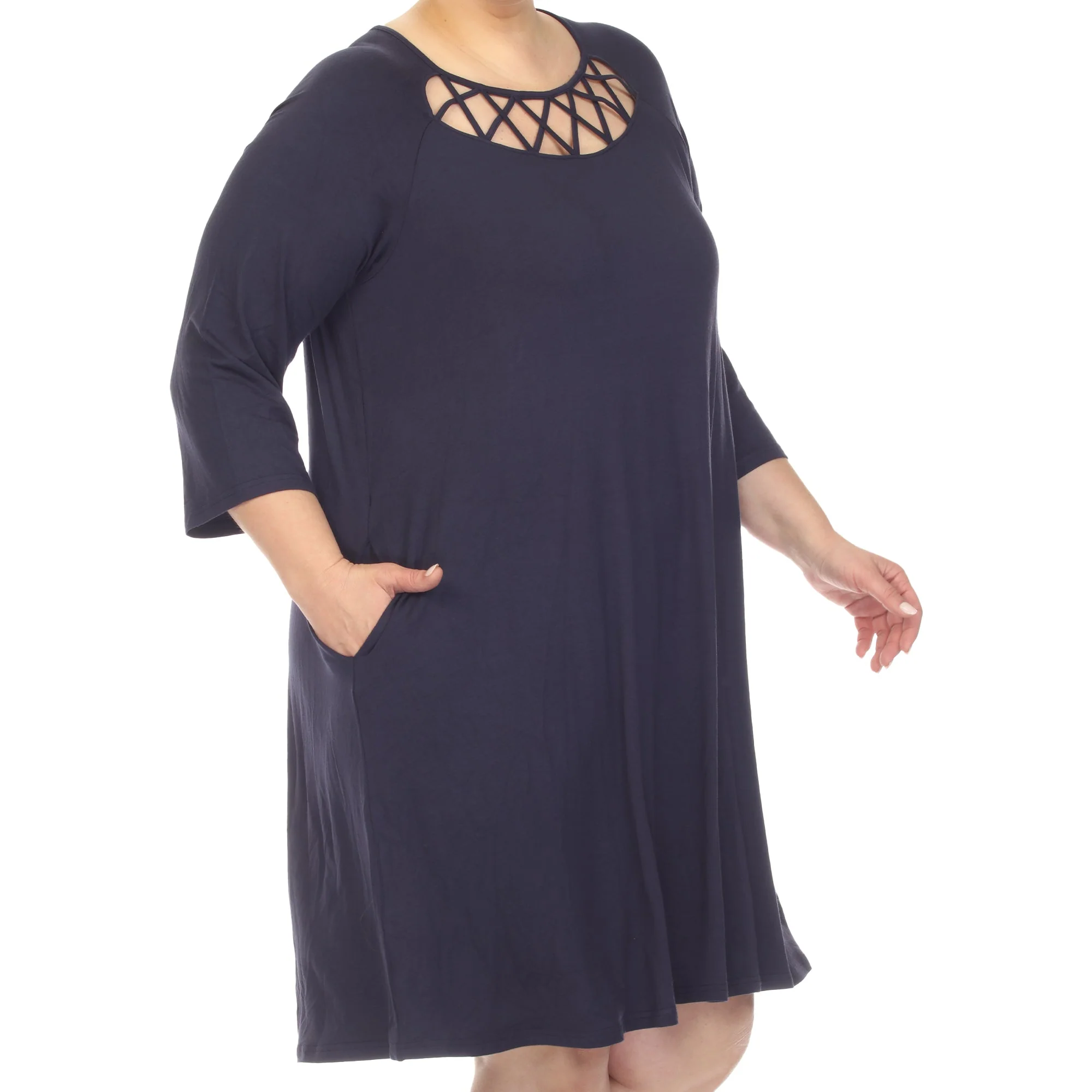 Criss Cross Neckline Swing Midi Dress - Plus - Image 26