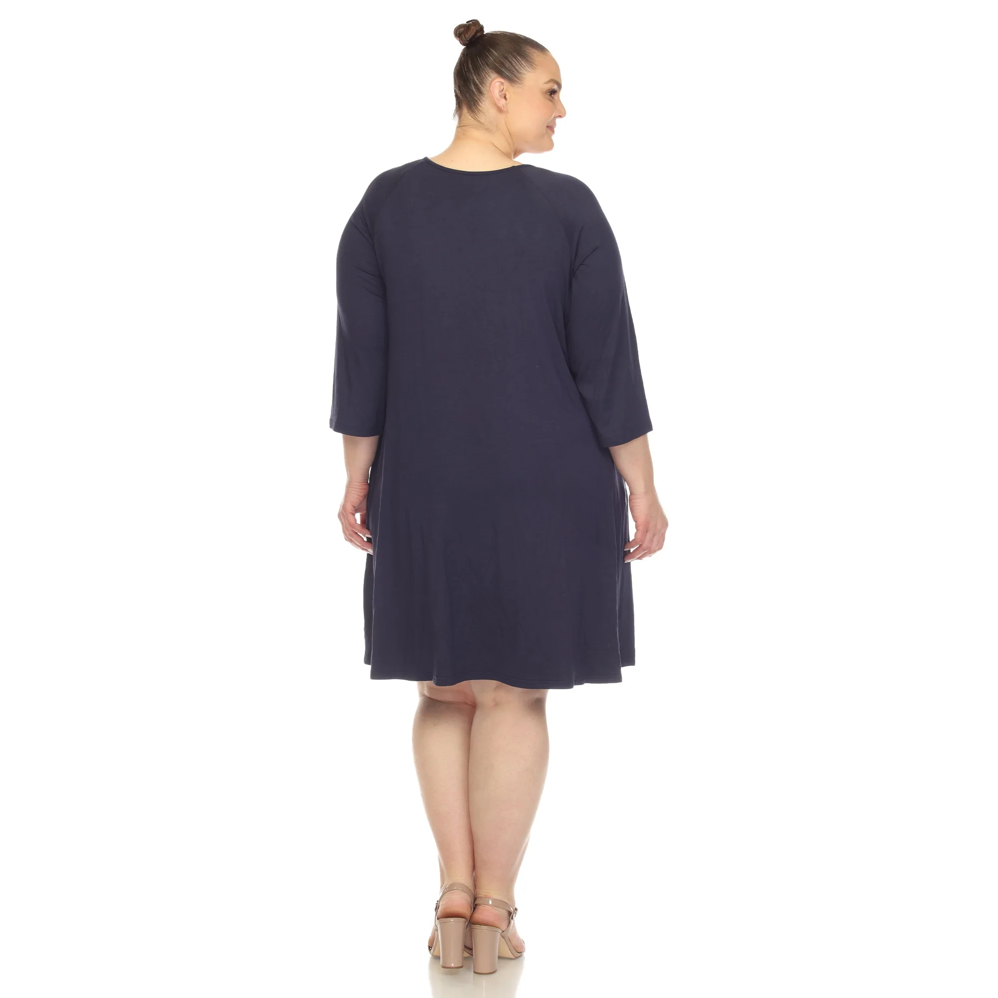 Criss Cross Neckline Swing Midi Dress - Plus - Image 30