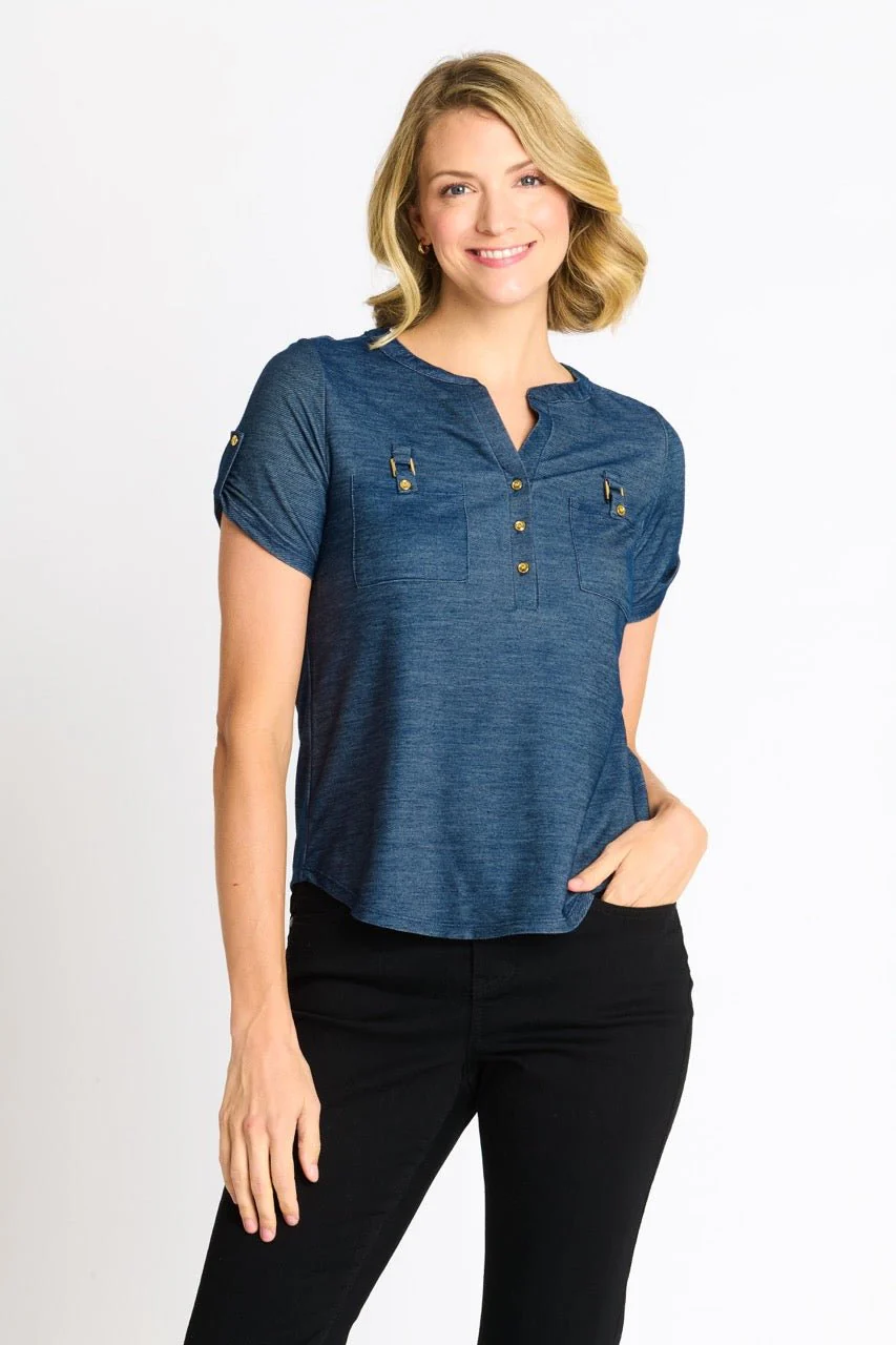Denim Roll-Tab Buckle Henley - Image 4