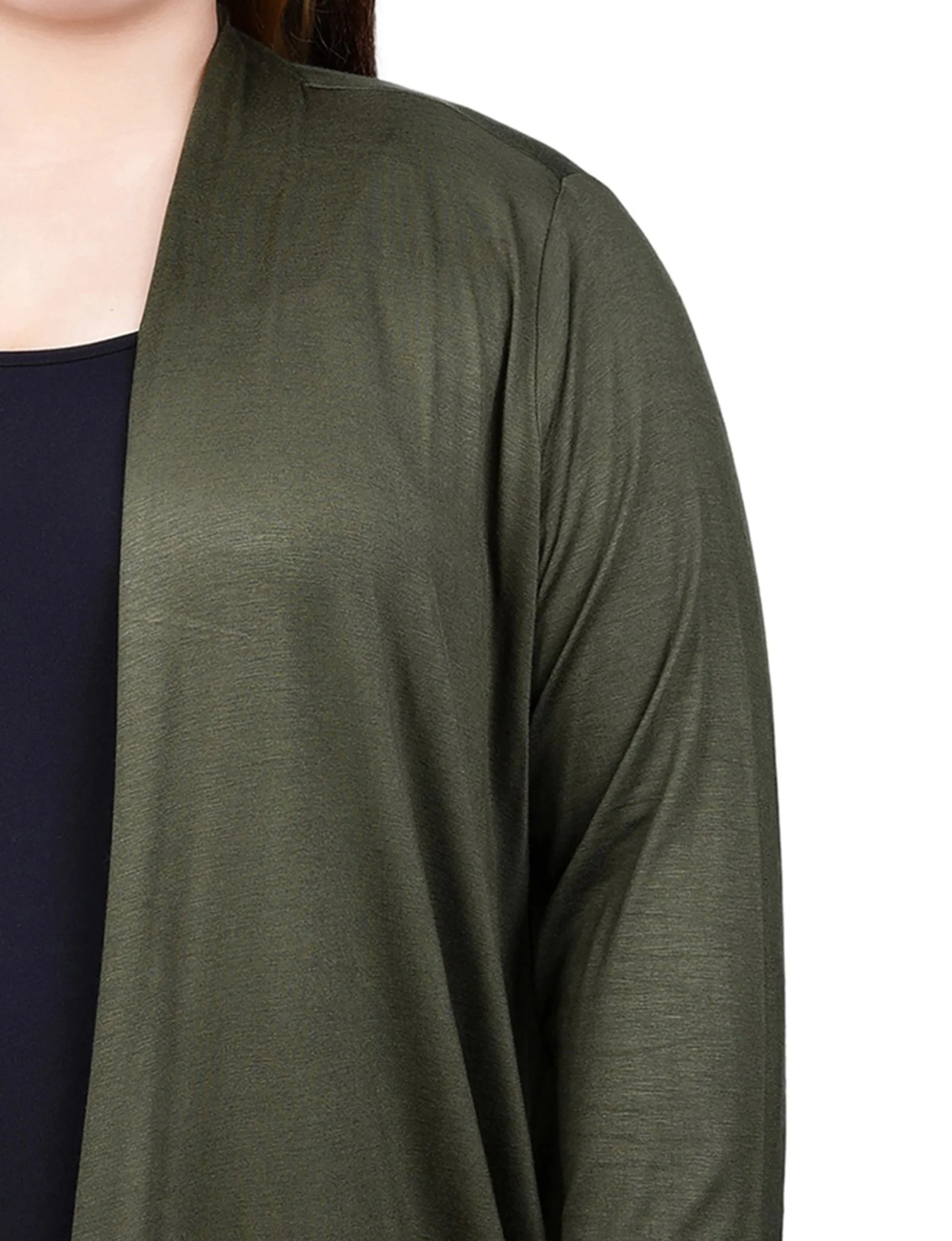 Duffel Bag Solid 3/4 Sleeve Cardigan - Plus - Image 3