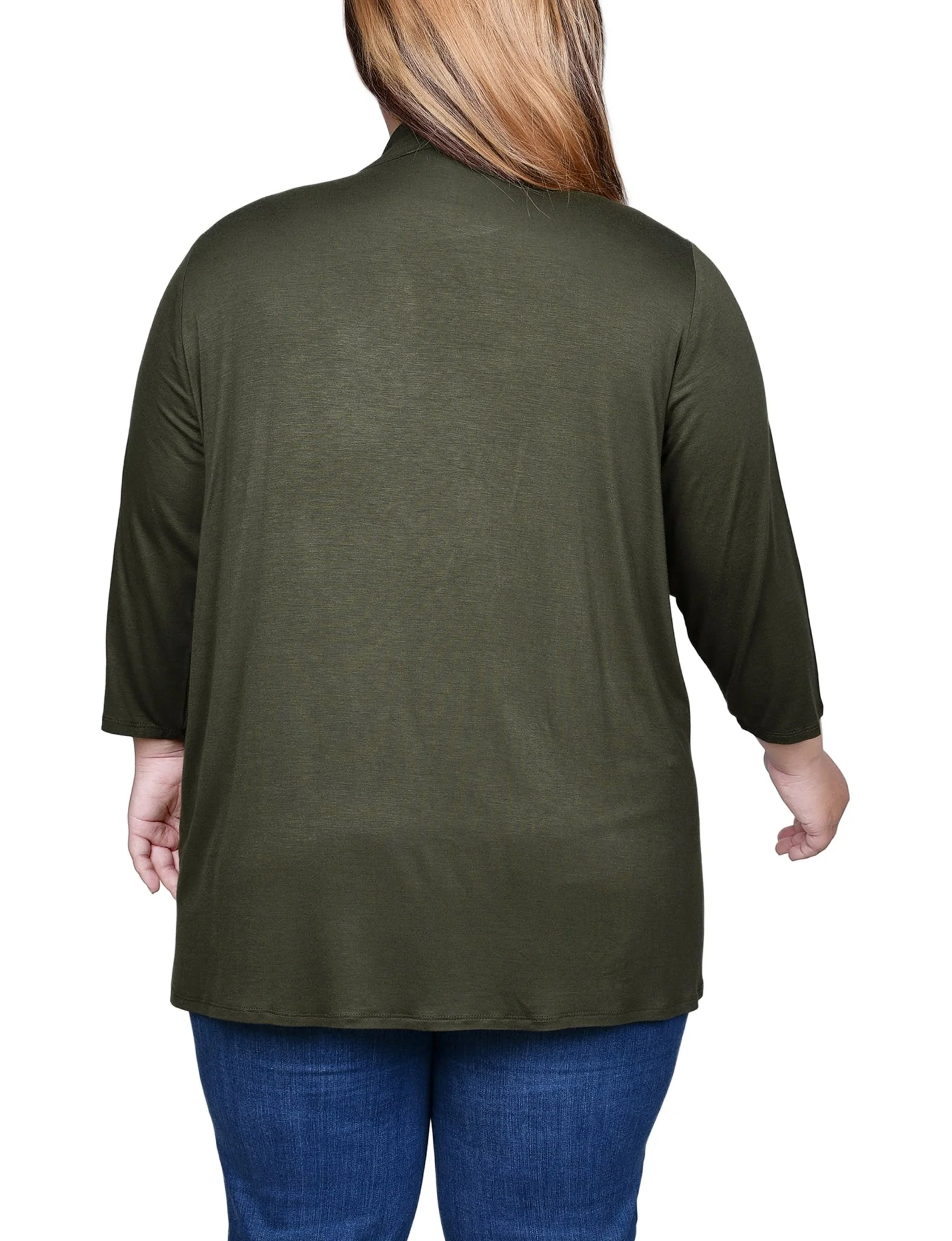 Duffel Bag Solid 3/4 Sleeve Cardigan - Plus - Image 4