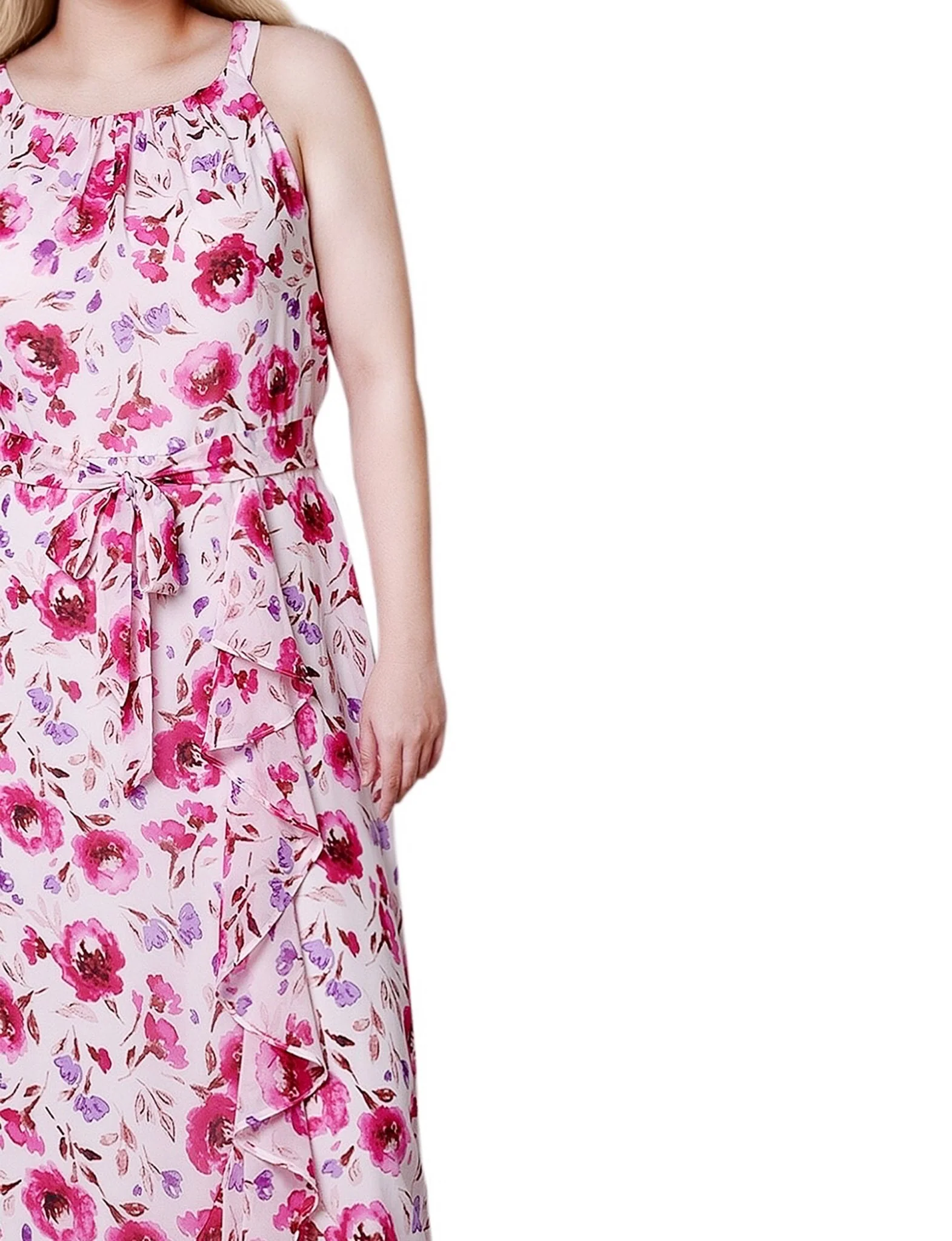 Dusty Pink Halter Front Chiffon Maxi Dress - Petite - Image 4