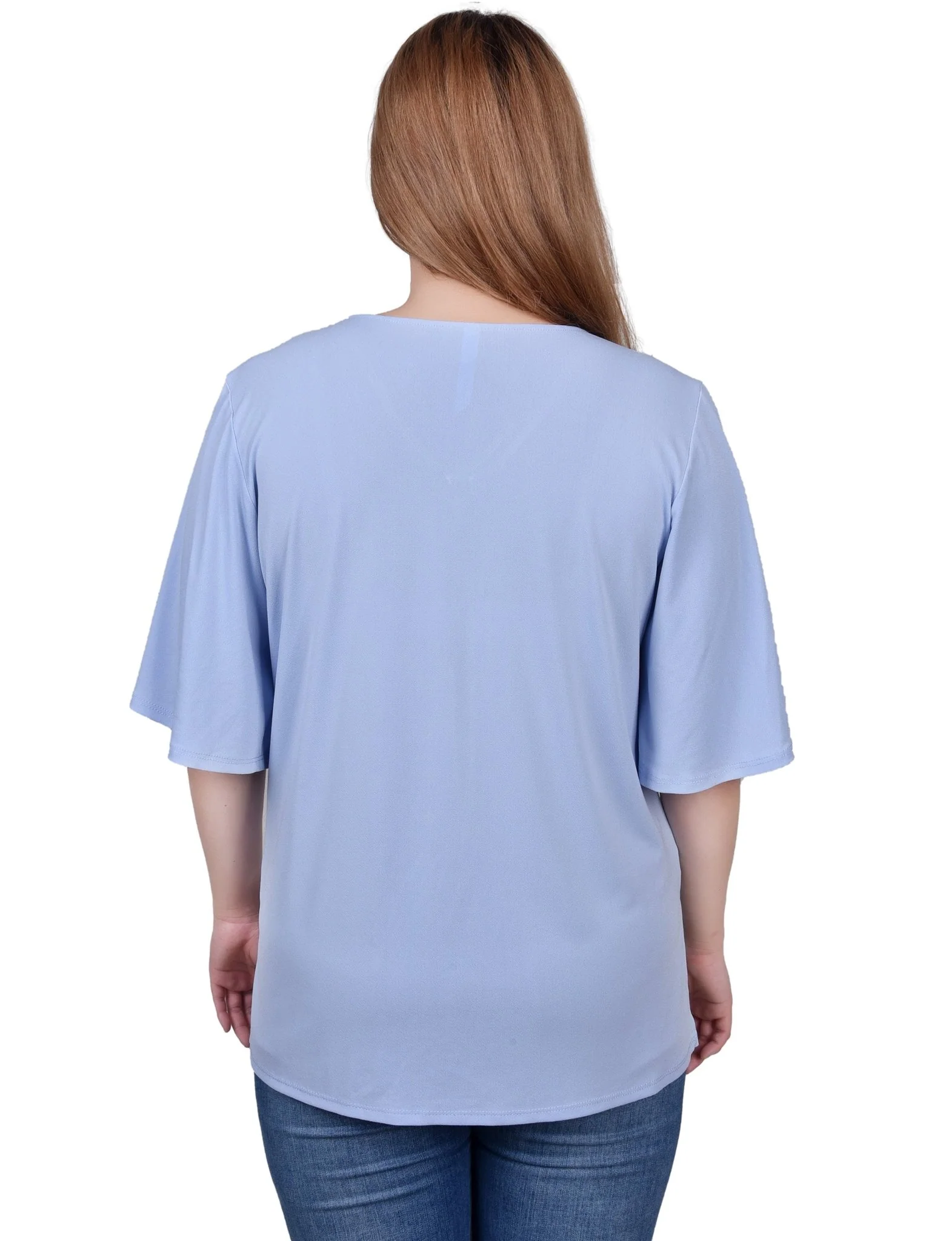 Elbow Sleeve Tie-Front Top - Image 4