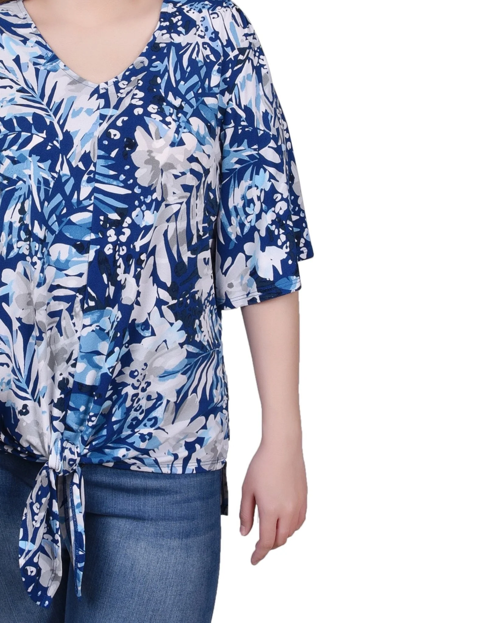Elbow Sleeve Tie-Front Top - Image 7