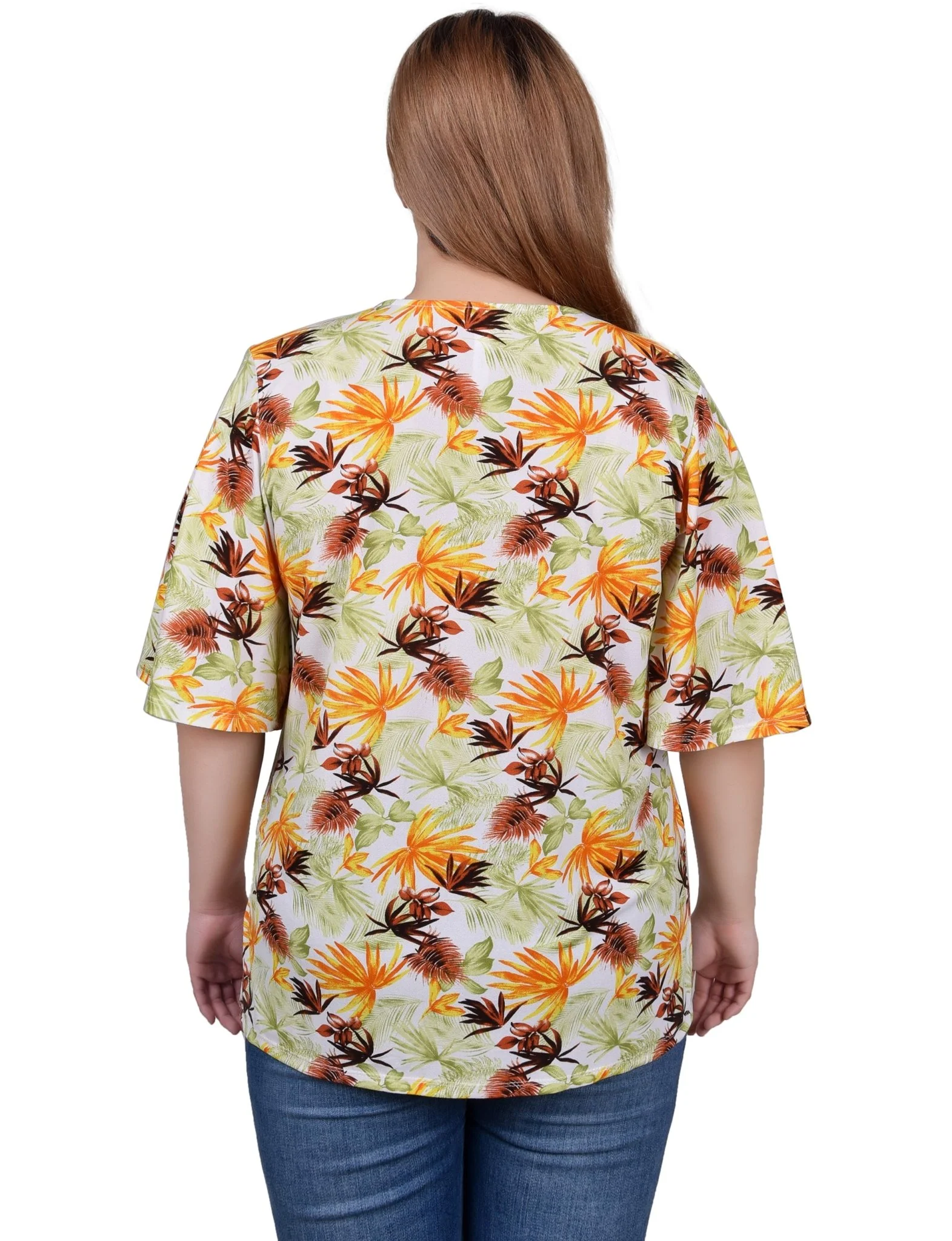 Elbow Sleeve Tie-Front Top - Petite - Image 8