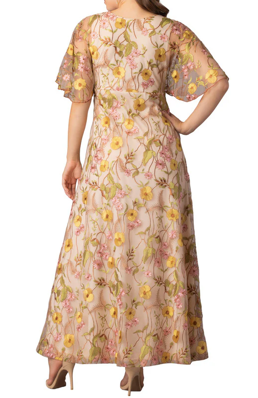 Embroidered Elegance Evening Gown -Sunkissed Garden - Image 2