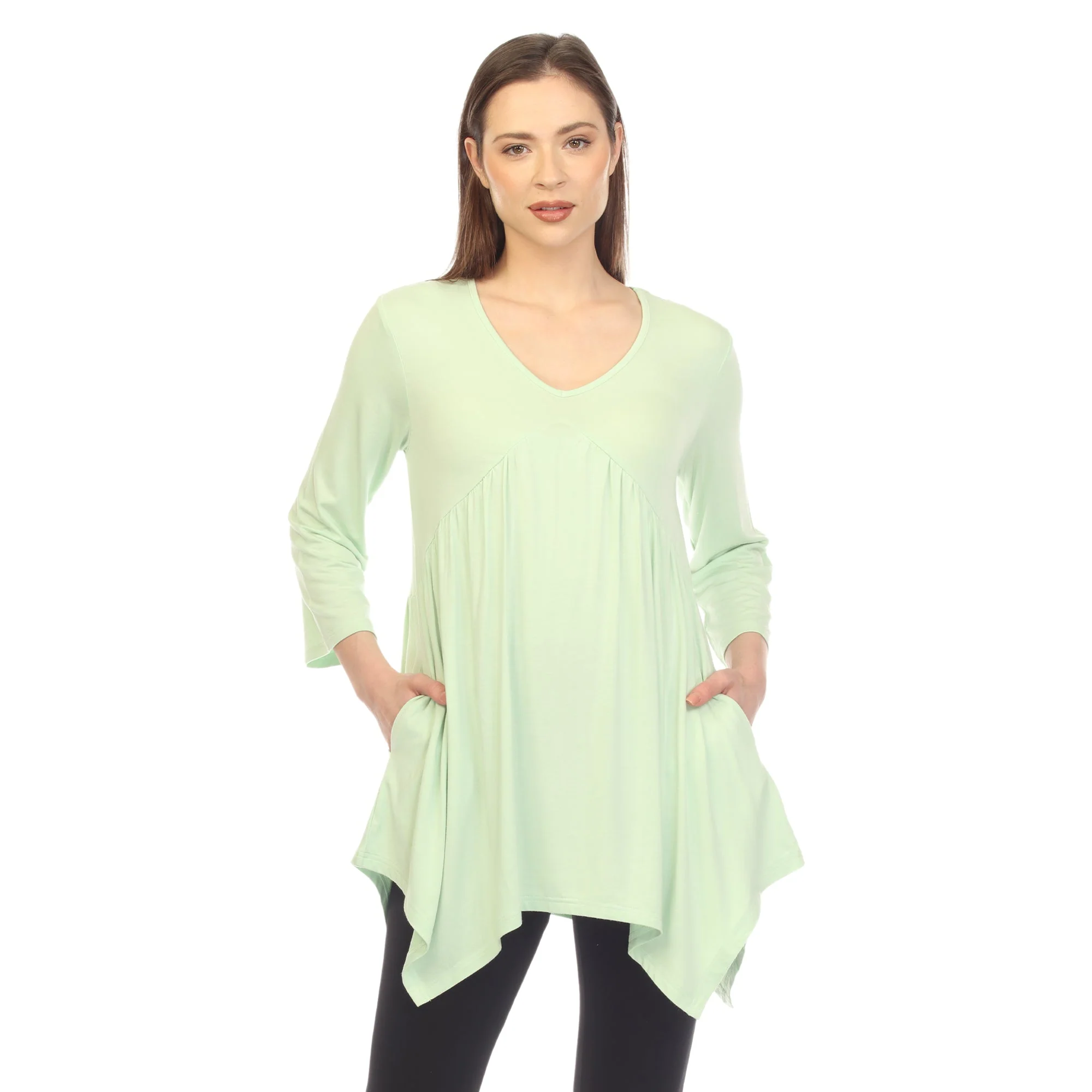 Empire Waist V-Neck Tunic Top - Image 31