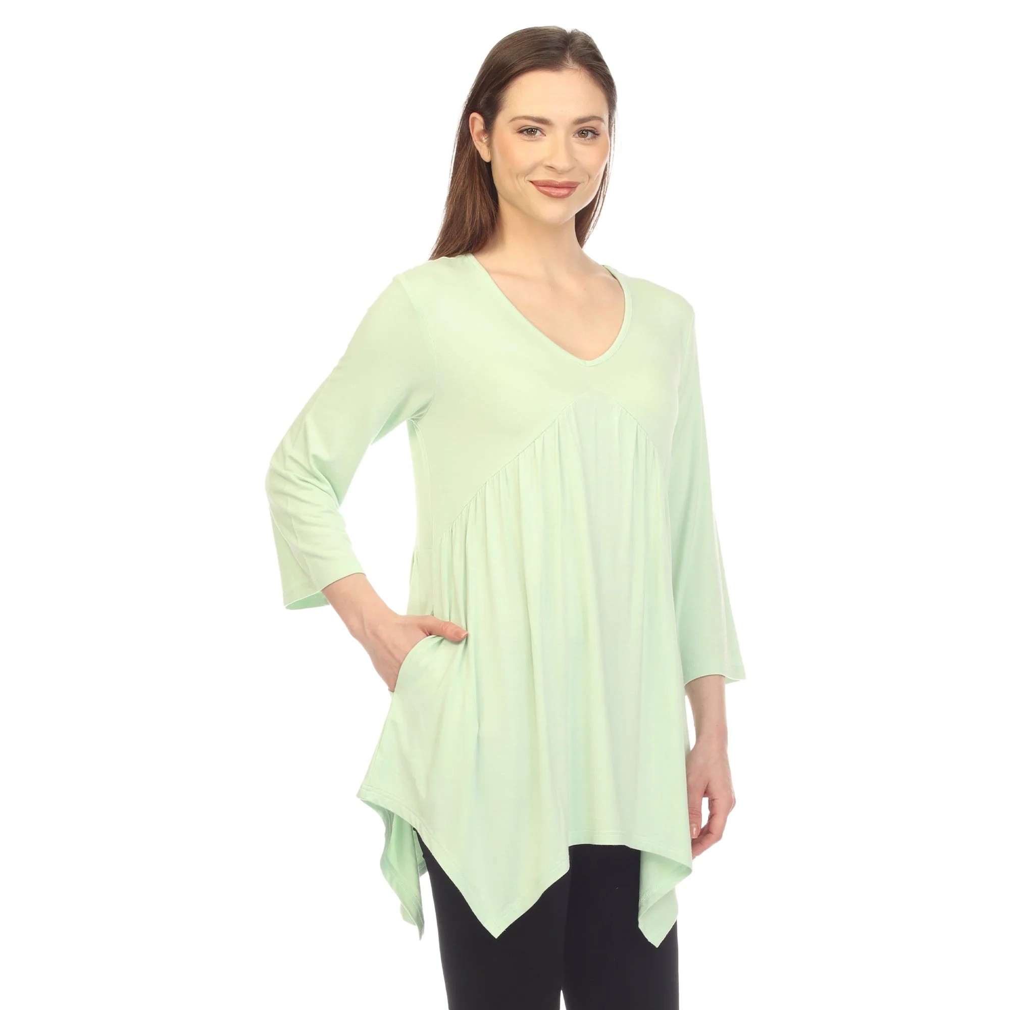 Empire Waist V-Neck Tunic Top - Image 32