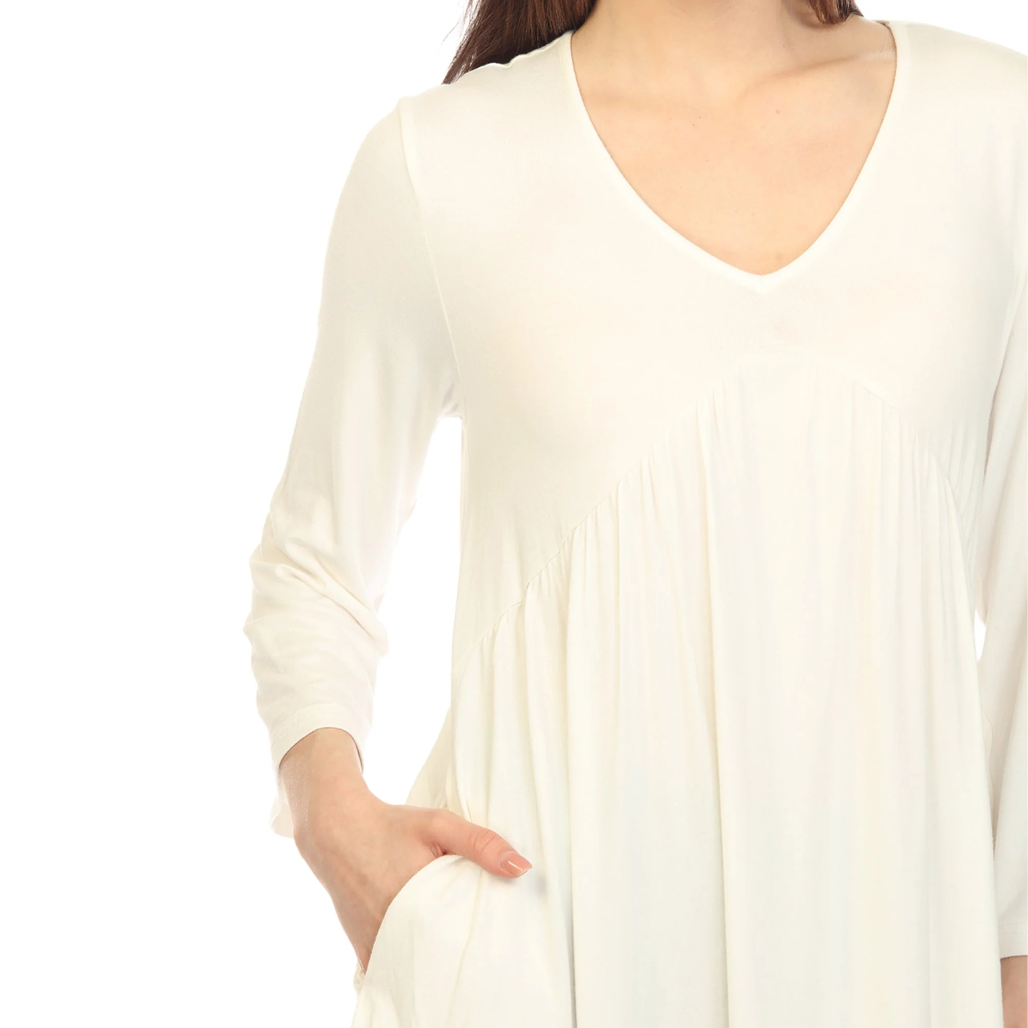 Empire Waist V-Neck Tunic Top - Image 39