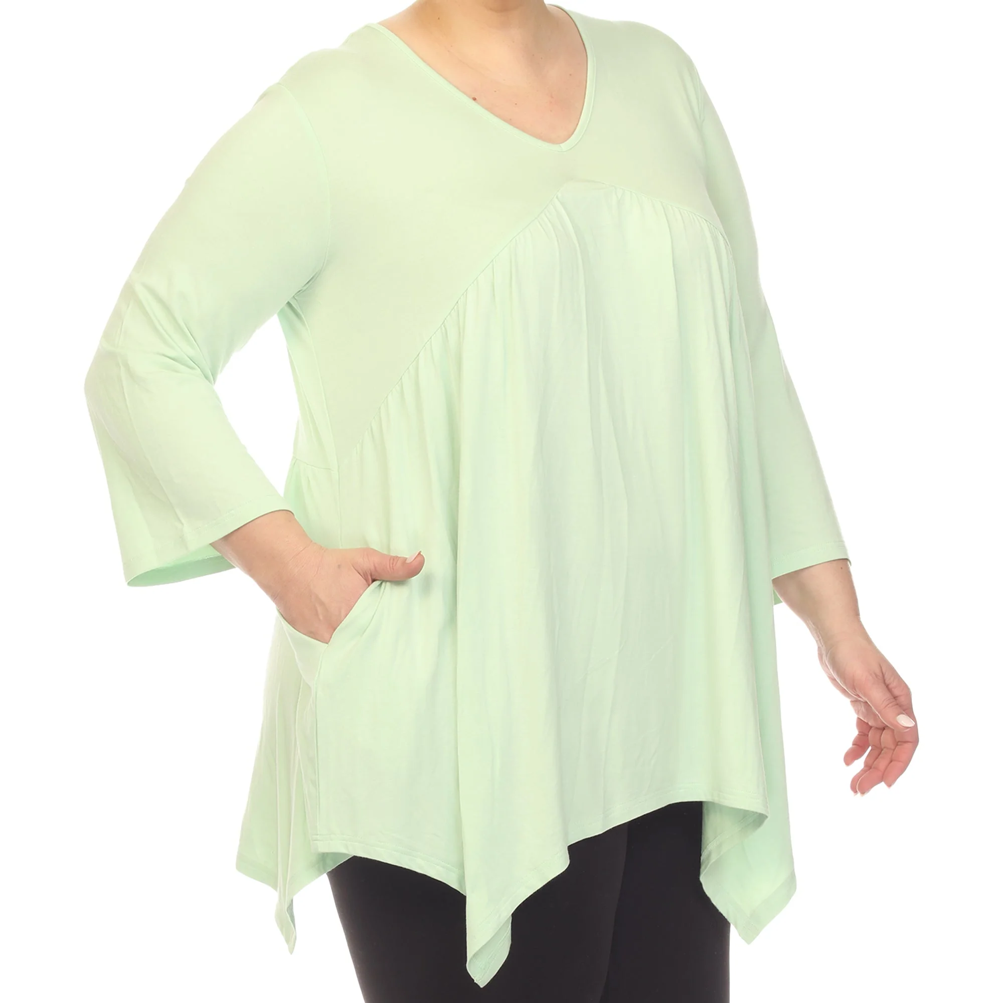 Empire Waist V-Neck Tunic Top - Plus - Image 28