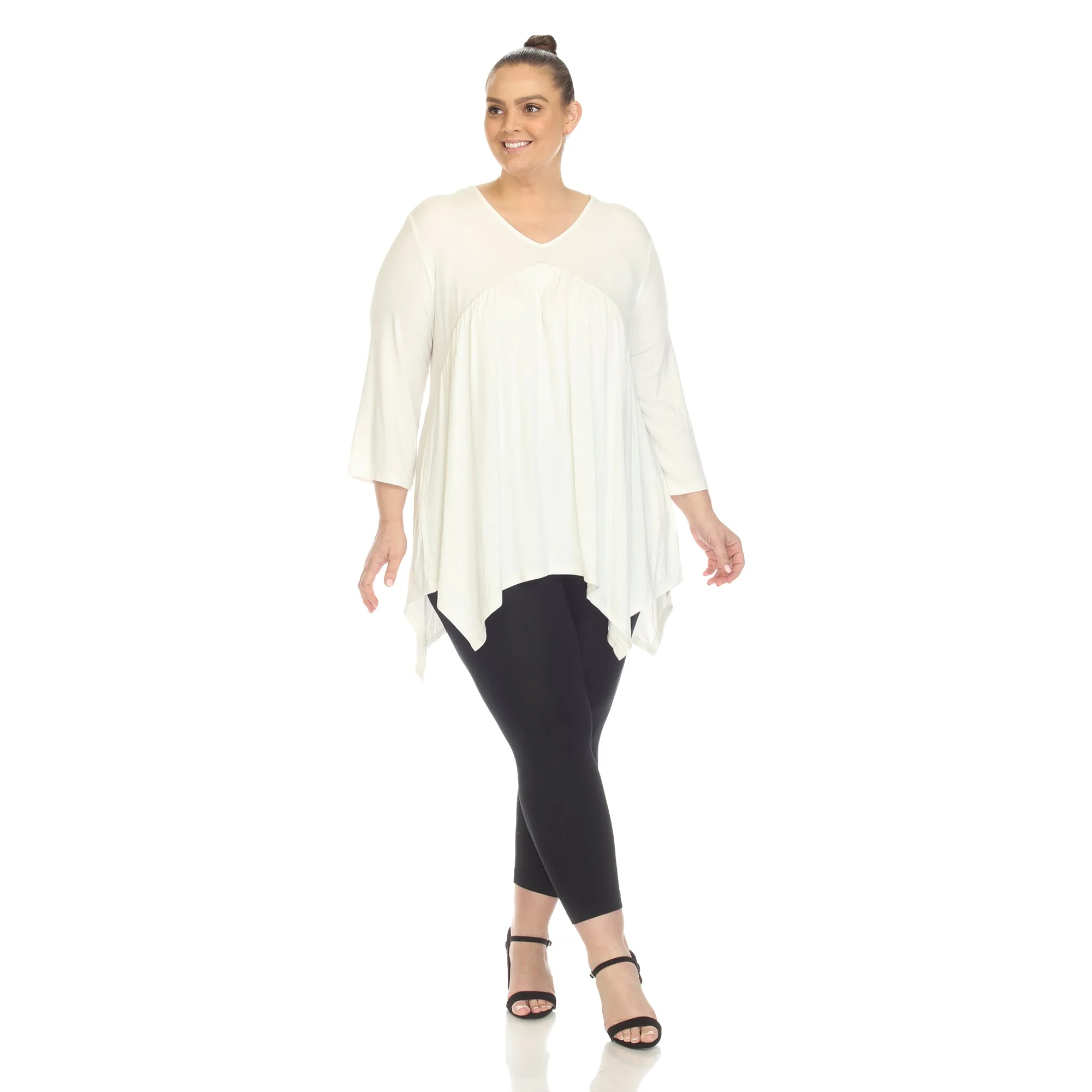 Empire Waist V-Neck Tunic Top - Plus - Image 32