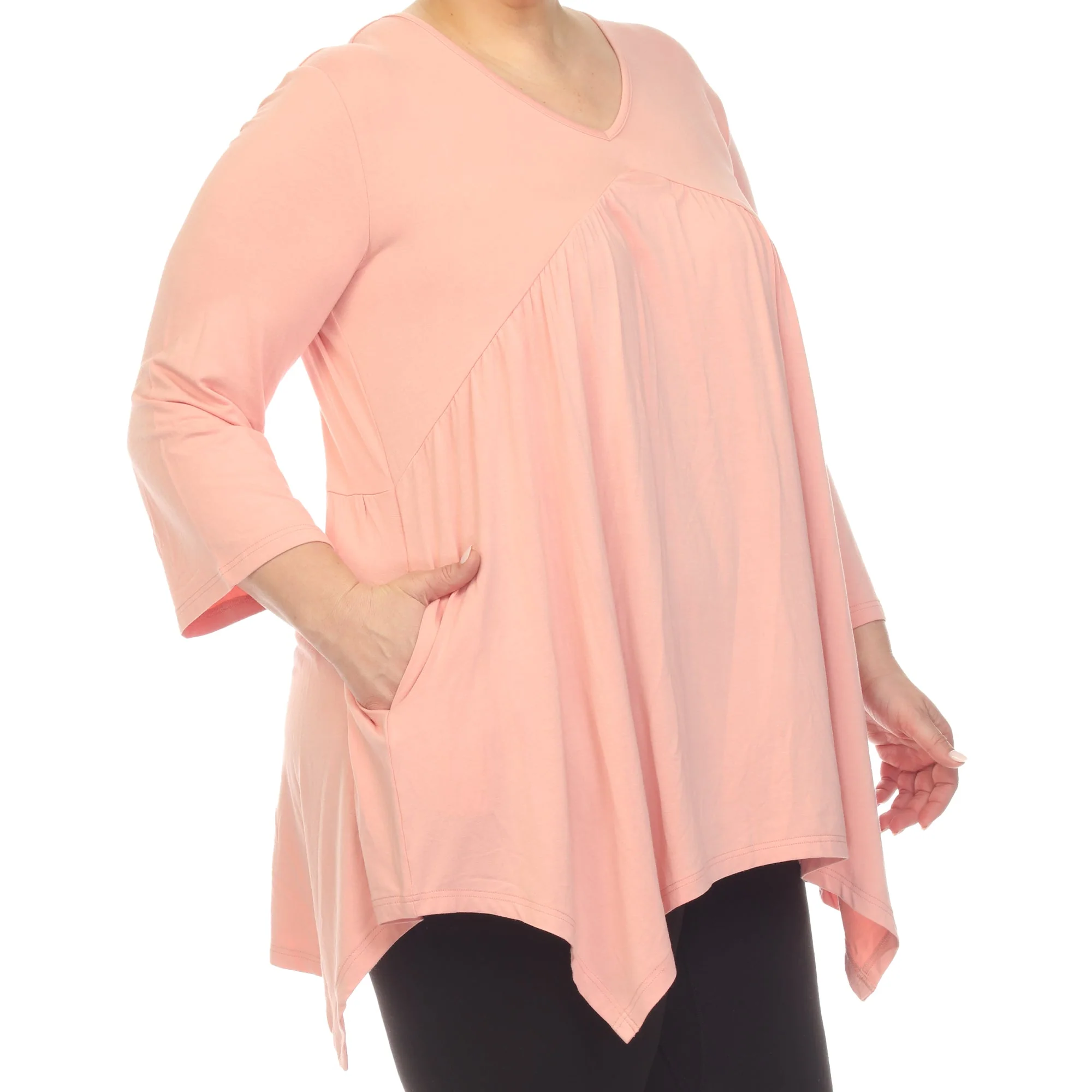 Empire Waist V-Neck Tunic Top - Plus - Image 4