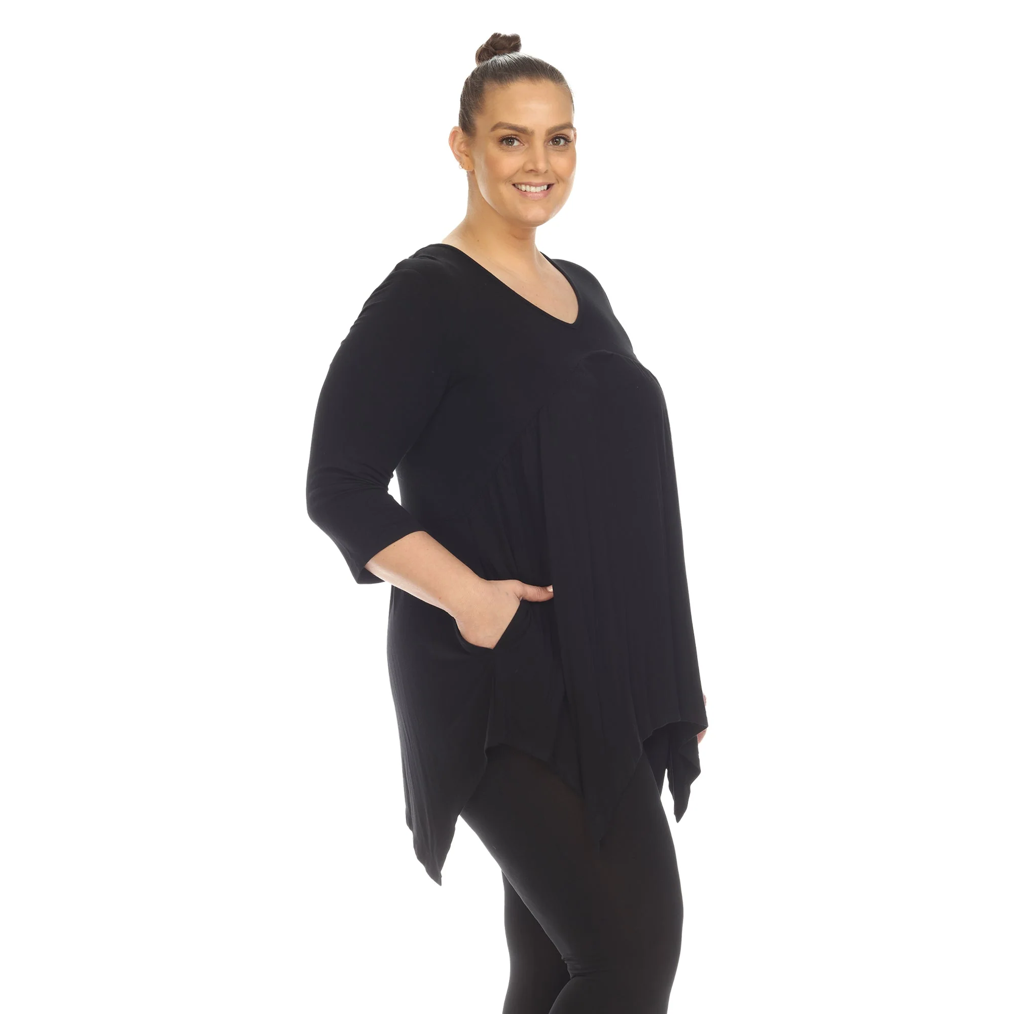 Empire Waist V-Neck Tunic Top - Plus - Image 6